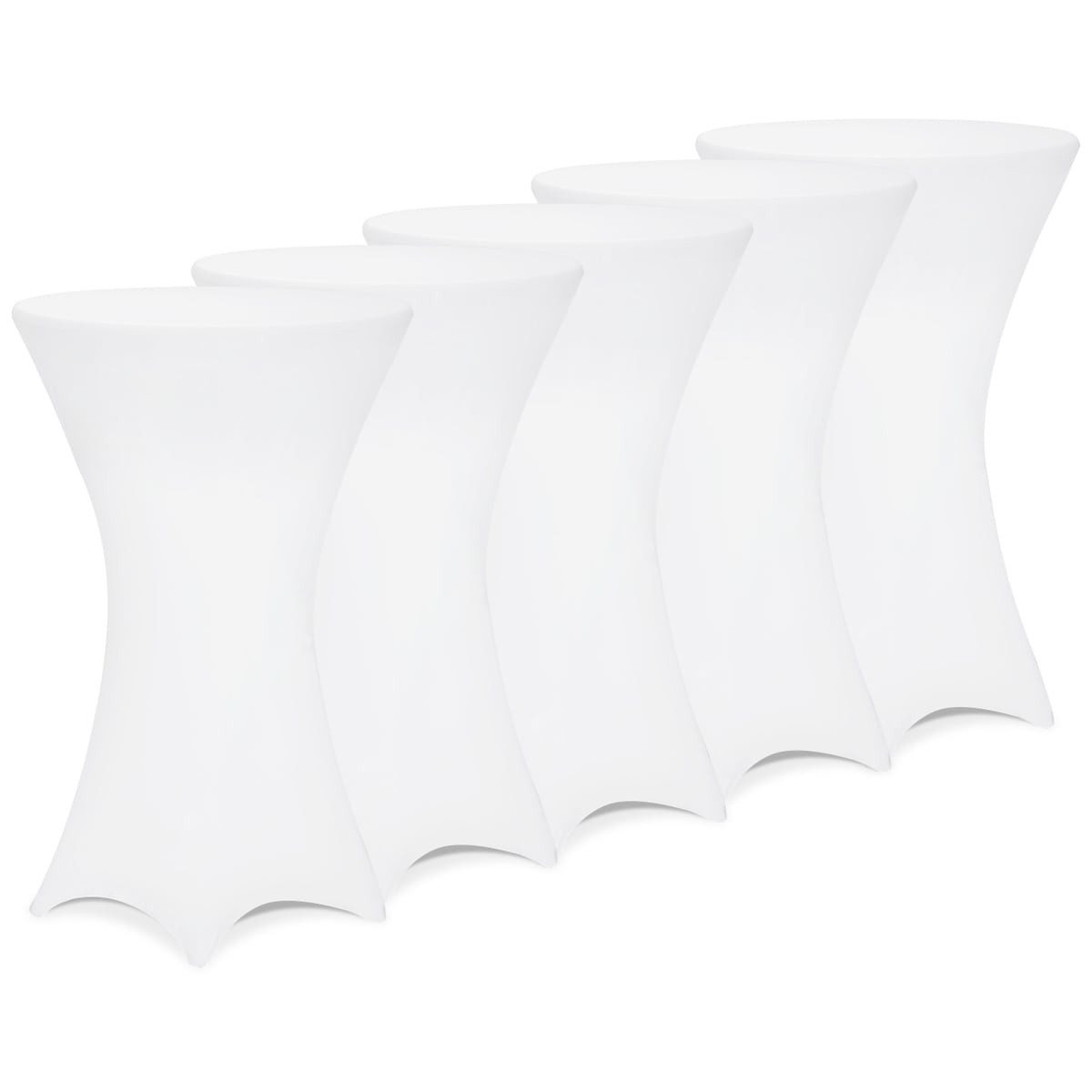 Detex Stehtischhusse, 80cm Weiß 5er Set Rund Stehtisch Hussen Bezug Überwurf Hochzeit Deko