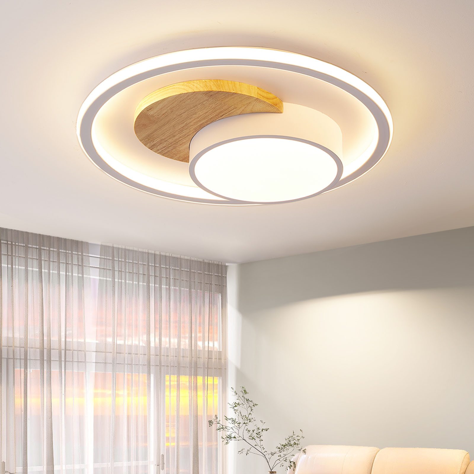 style home Deckenleuchte LED Deckenlampe Holz, günstig online kaufen