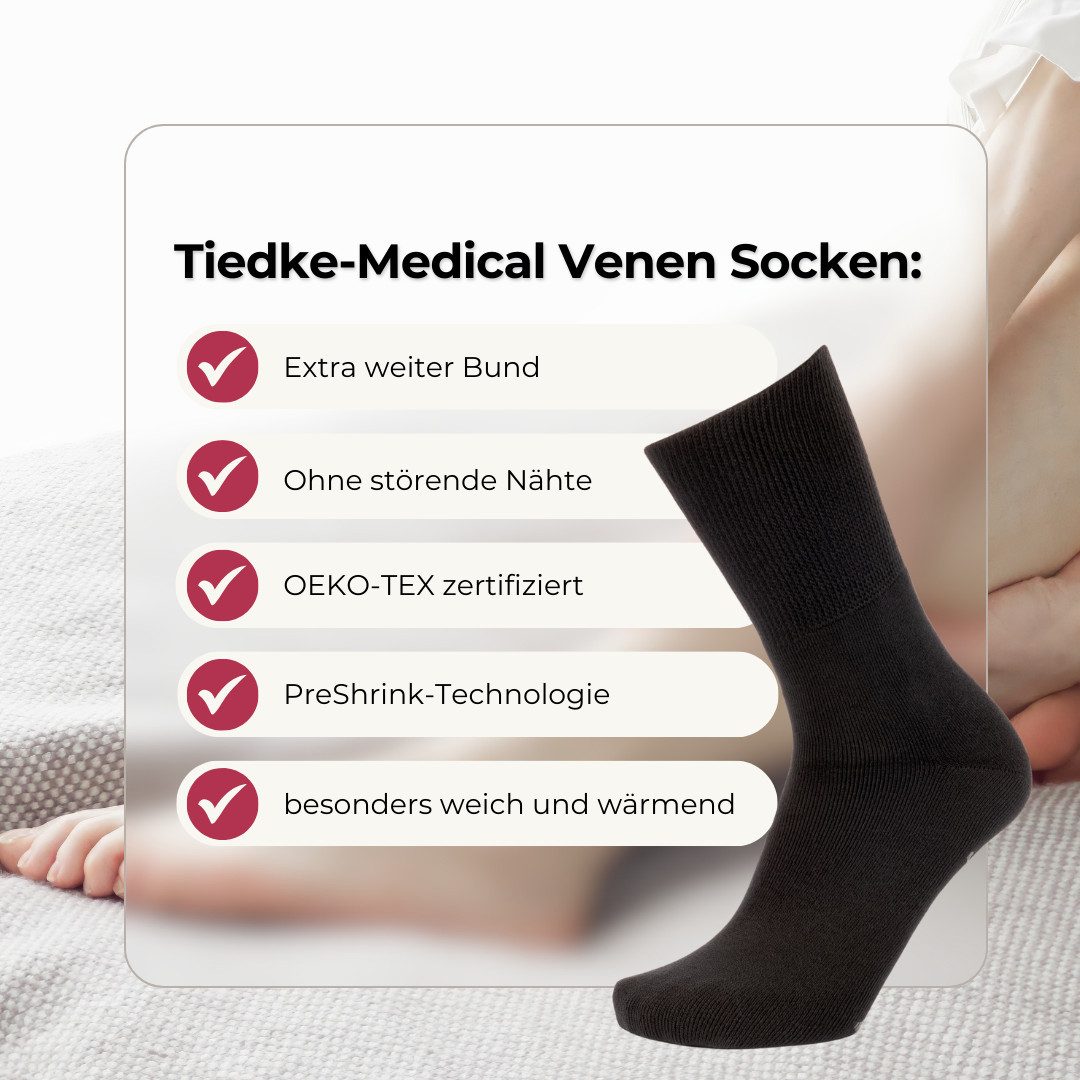 Tiedtke-Medical Gesundheitssocken Ultraflex Venensocken 3er-Set ideal bei Ödemen & geschwollenen Beinen (3-Paar) extra weit