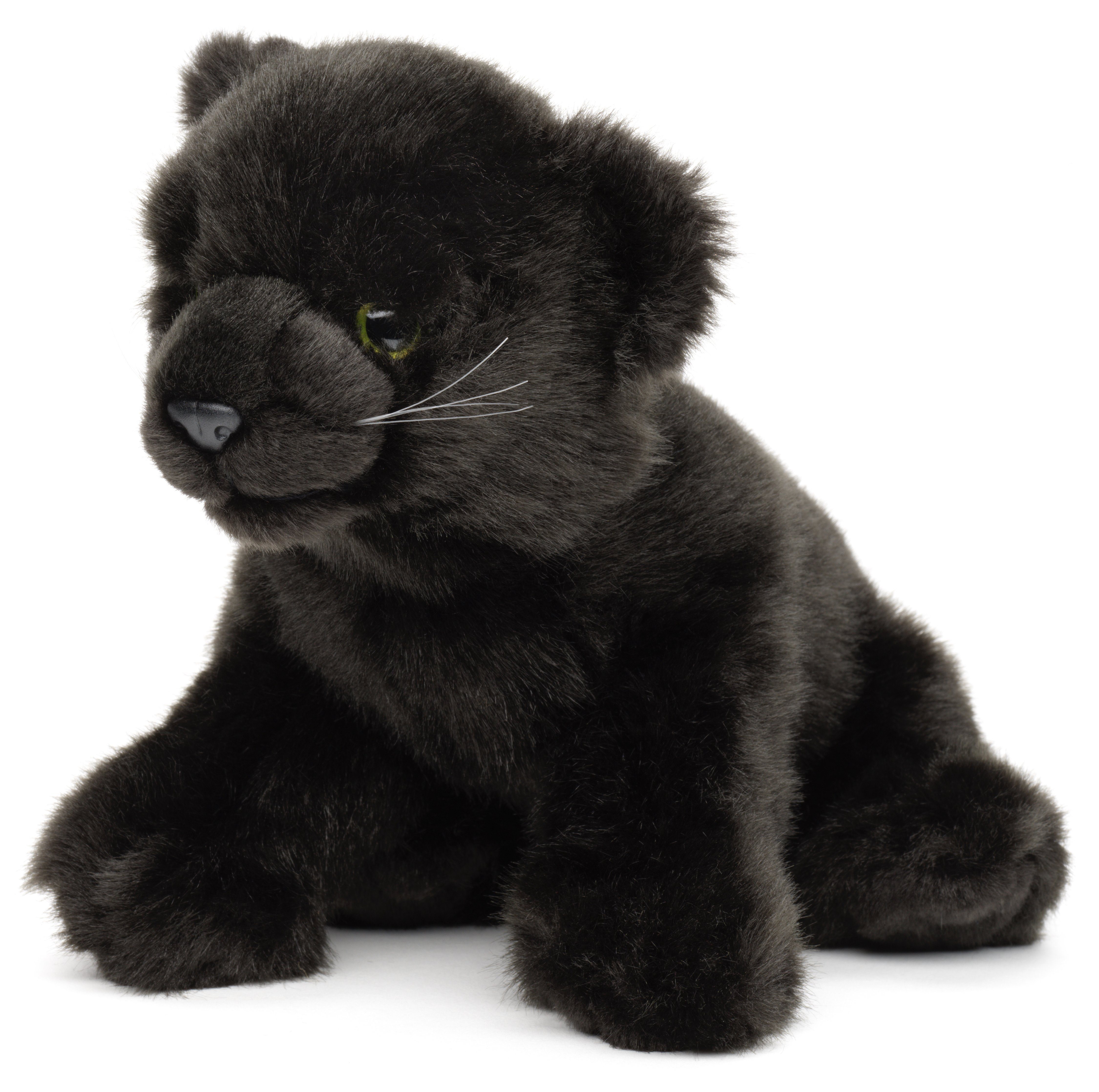 Uni-Toys Kuscheltier Schwarzer Panther Baby, sitzend - 25 cm (Länge) - Plüschtier, zu 100 % recyceltes Füllmaterial | Kuscheltiere