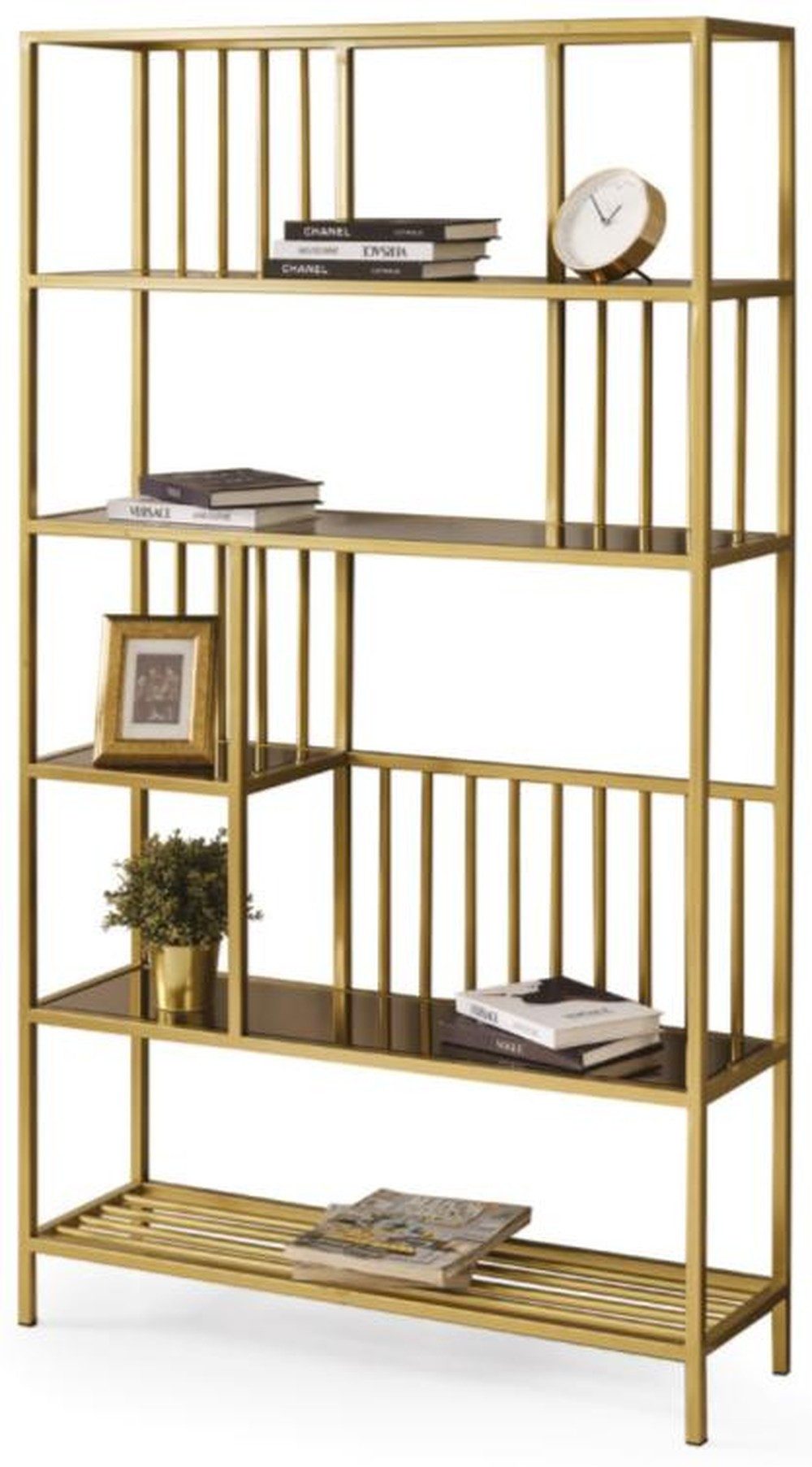 JVmoebel Bücherwand Regal Gold Bibliothek Wohnzimmer Aufbewahrung Büro Stilvoll Komfort, Made in Europa