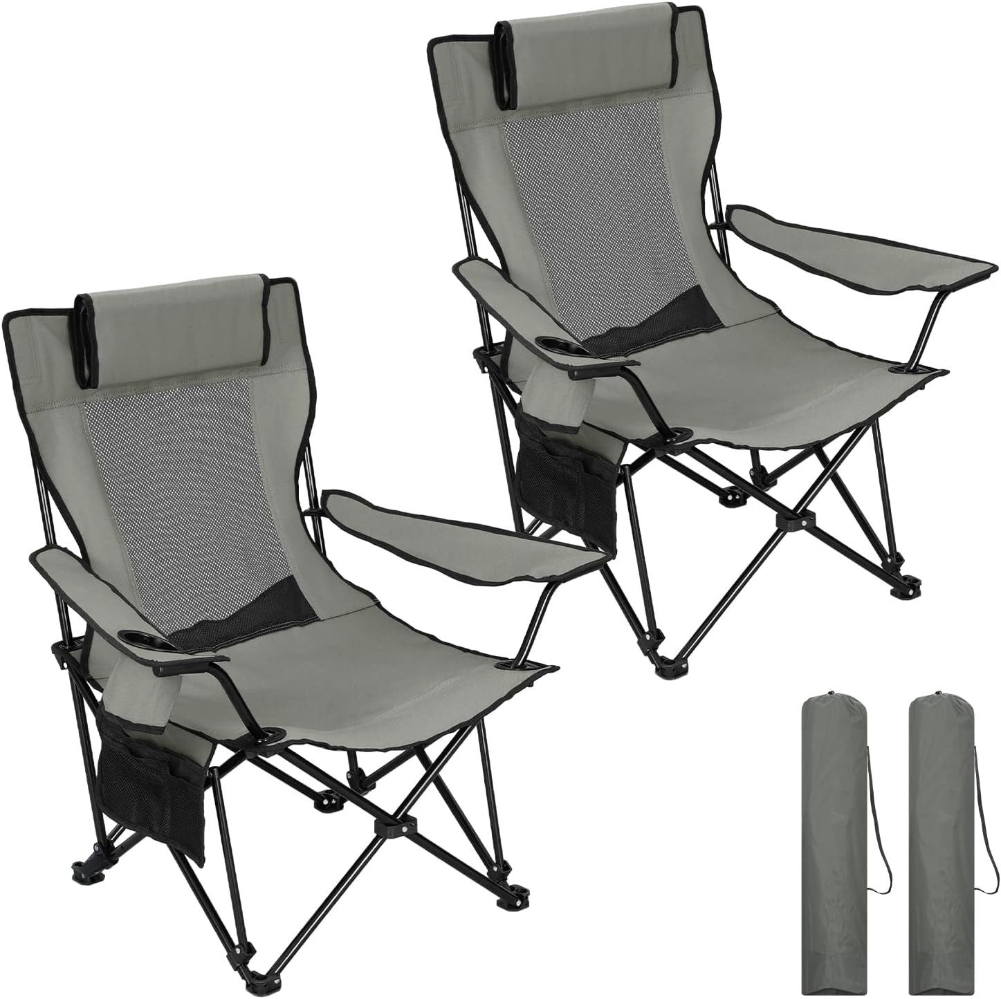 Woltu Campingstuhl (2 St), Faltbar Klappstuhl bis 150 kg Belastbar