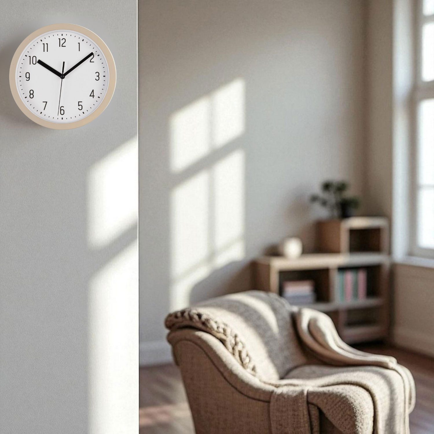 LS-LebenStil Wanduhr IB Laursen Nostalgische Metall Küchenuhr Beige 20cm Vintage Bürouhr (Schlafzimmer Flur Büro Küche Wohnzimmer leise mit großen Ziffern)