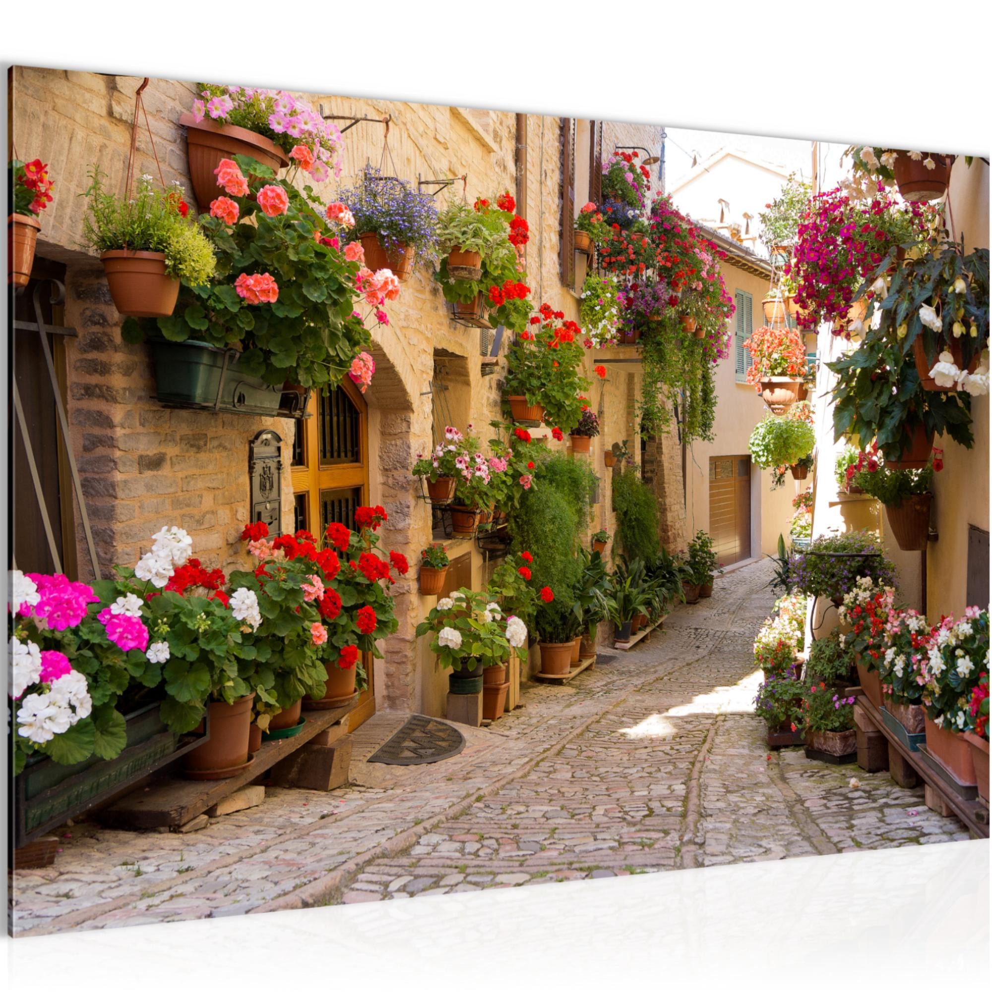 Runa Art Wandbild Toskana Italien Modern Mediterrane Landschaft Bunt Flur 0247, 60L x 40B cm
