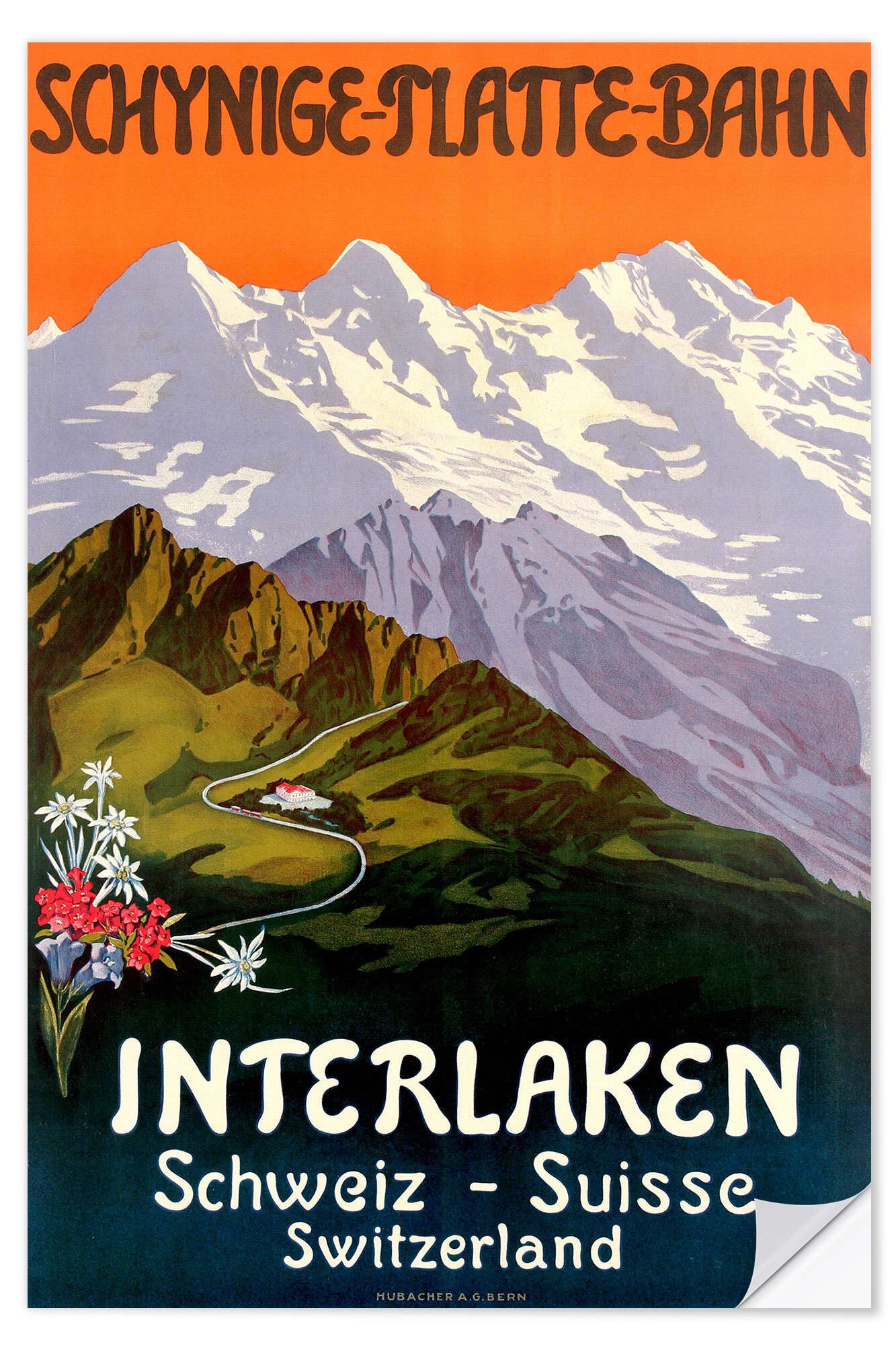 Posterlounge Wandfolie Vintage Travel Collection, Interlaken, Vintage Illustration
