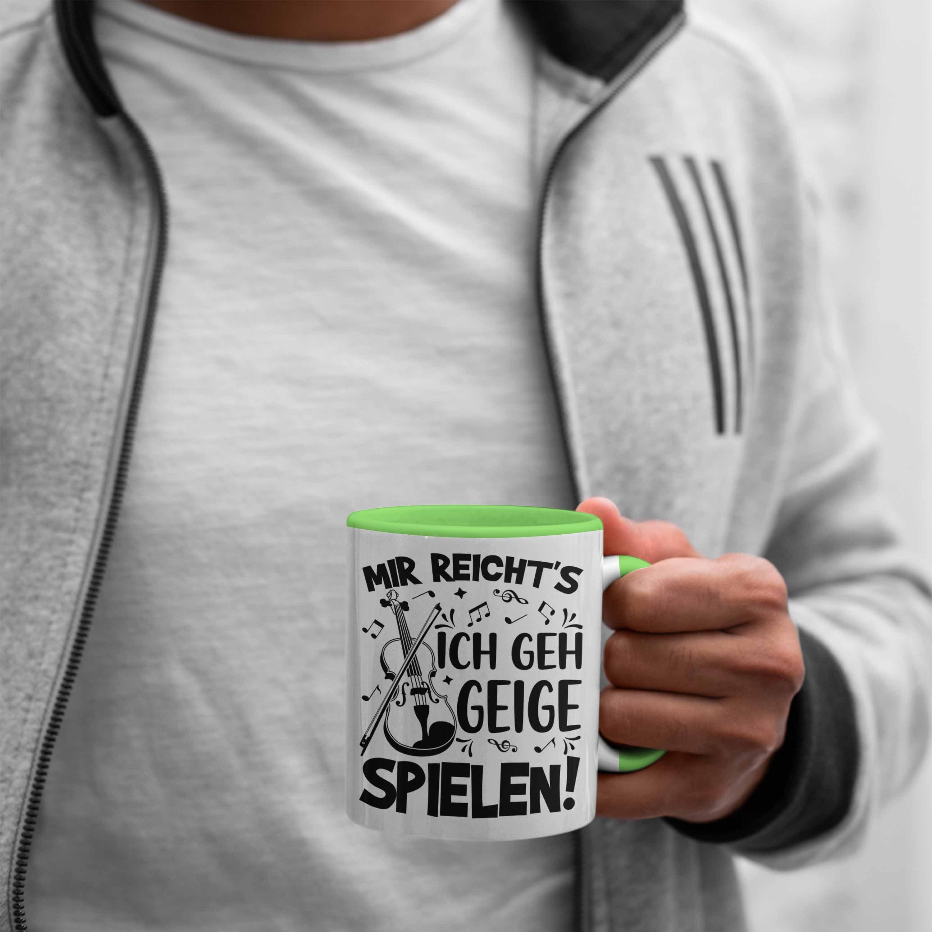 Trendation Tasse Geigenspieler Geschenk Tasse Geigenspielerin Geigen Kaffee-Becher Grün Spru