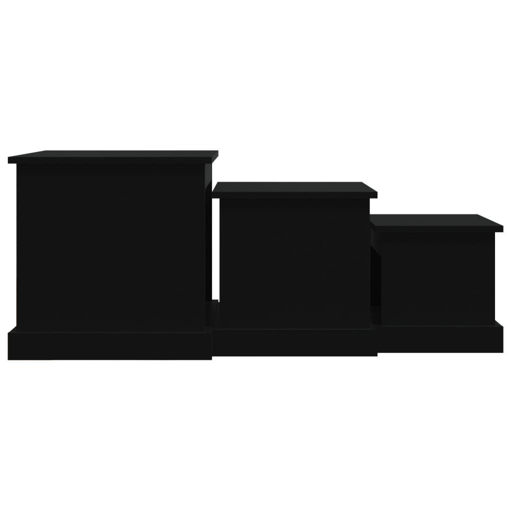 vidaXL Couchtisch Satztische 3 Schwarz | Stk. Holzwerkstoff Schwarz (3-St) Schwarz