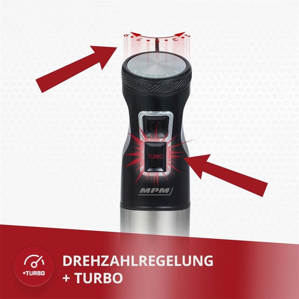 MPM Stabmixer MPM MBL-34M Stabmixer-Set 1500 W mit 9 Stufen, 9 Geschwindigkeitsstufen, Turbo-Funktion, Edelstahl-Mixfuß – Bild 5 von 5