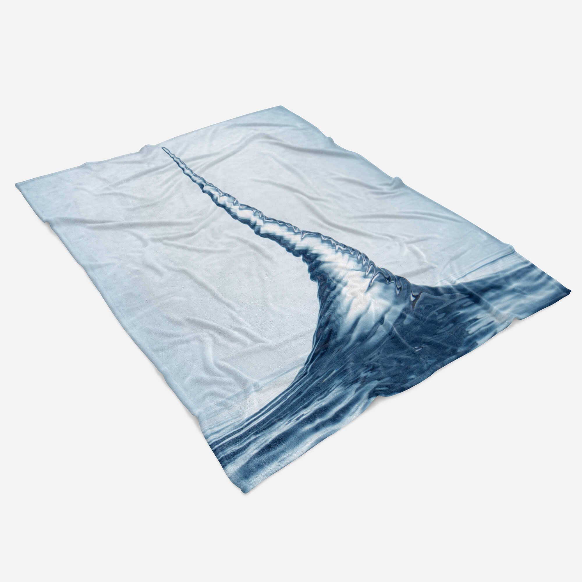 mit Wasser Kuscheldecke Strandhandtuch Sinus Baumwolle-Polyester-Mix Wirbel, Handtuch (1-St), Fotomotiv Handtuch Art Blau Saunatuch Handtücher