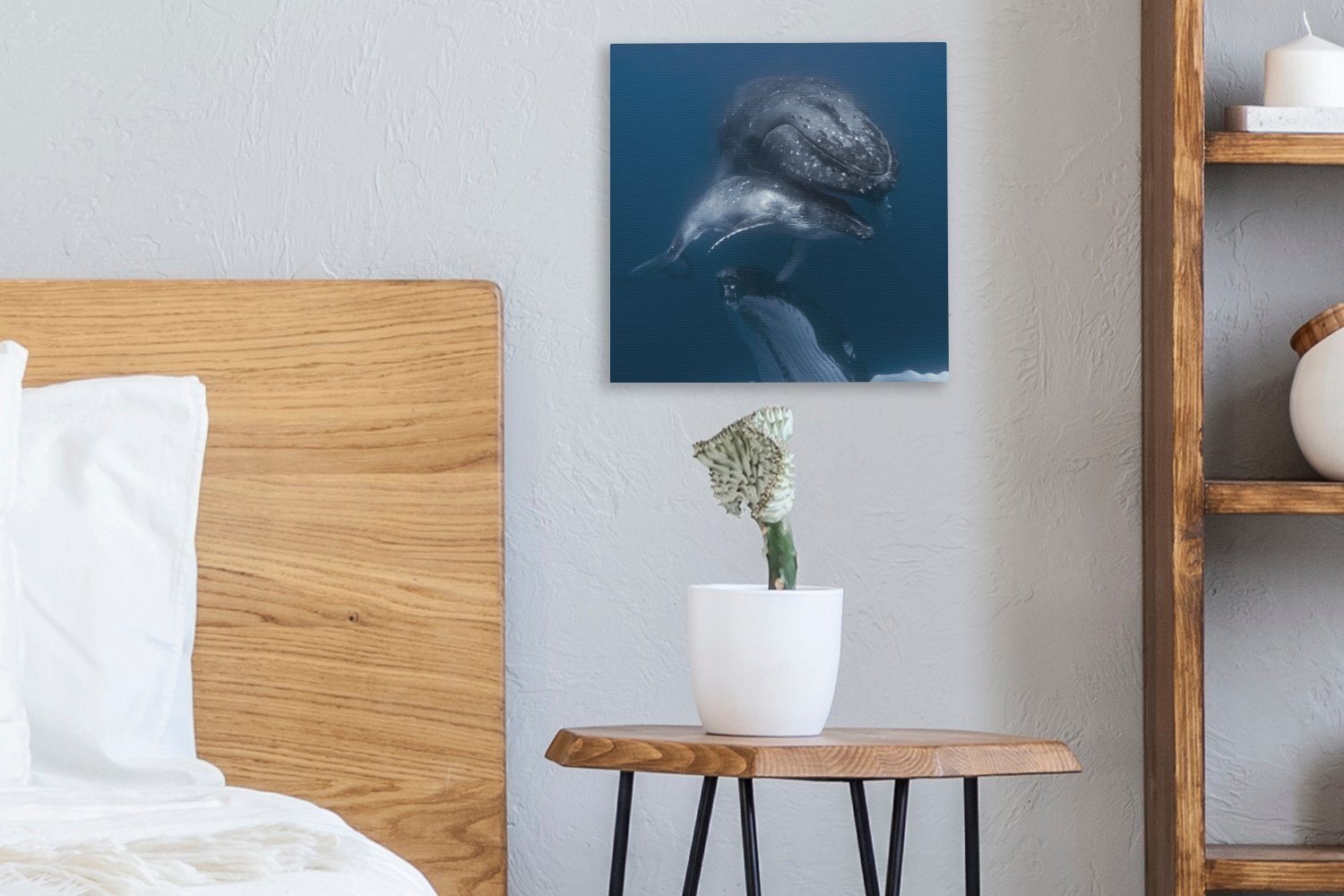 St), - Leinwand Bilder Wohnzimmer Leinwandbild (1 OneMillionCanvasses® Meer für Wale - Familie, Schlafzimmer