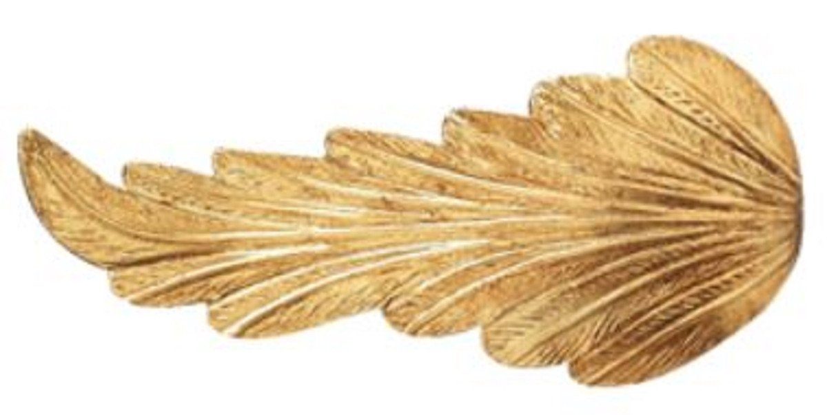 Casa Padrino Dekoobjekt Luxus Vorhanghalter Gold 33 x 16 x H. 14 cm - Eleganter Messing Gardienenhalter in Blattform - Deko Accessoires