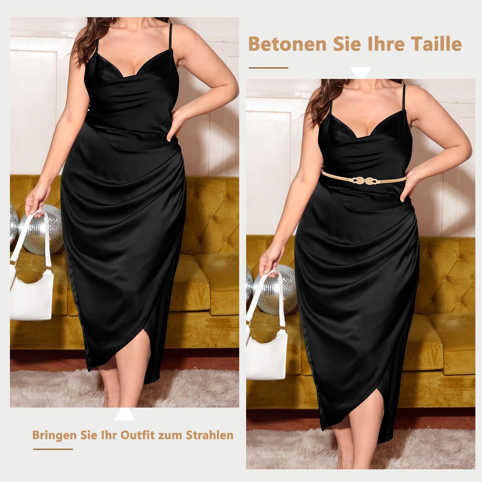 Bwecuy Taillengürtel Schmaler Metall Taillengürtel für Kleid Damen Elastischer Dünner Kettengürtel für Damen – Bild 5 von 5