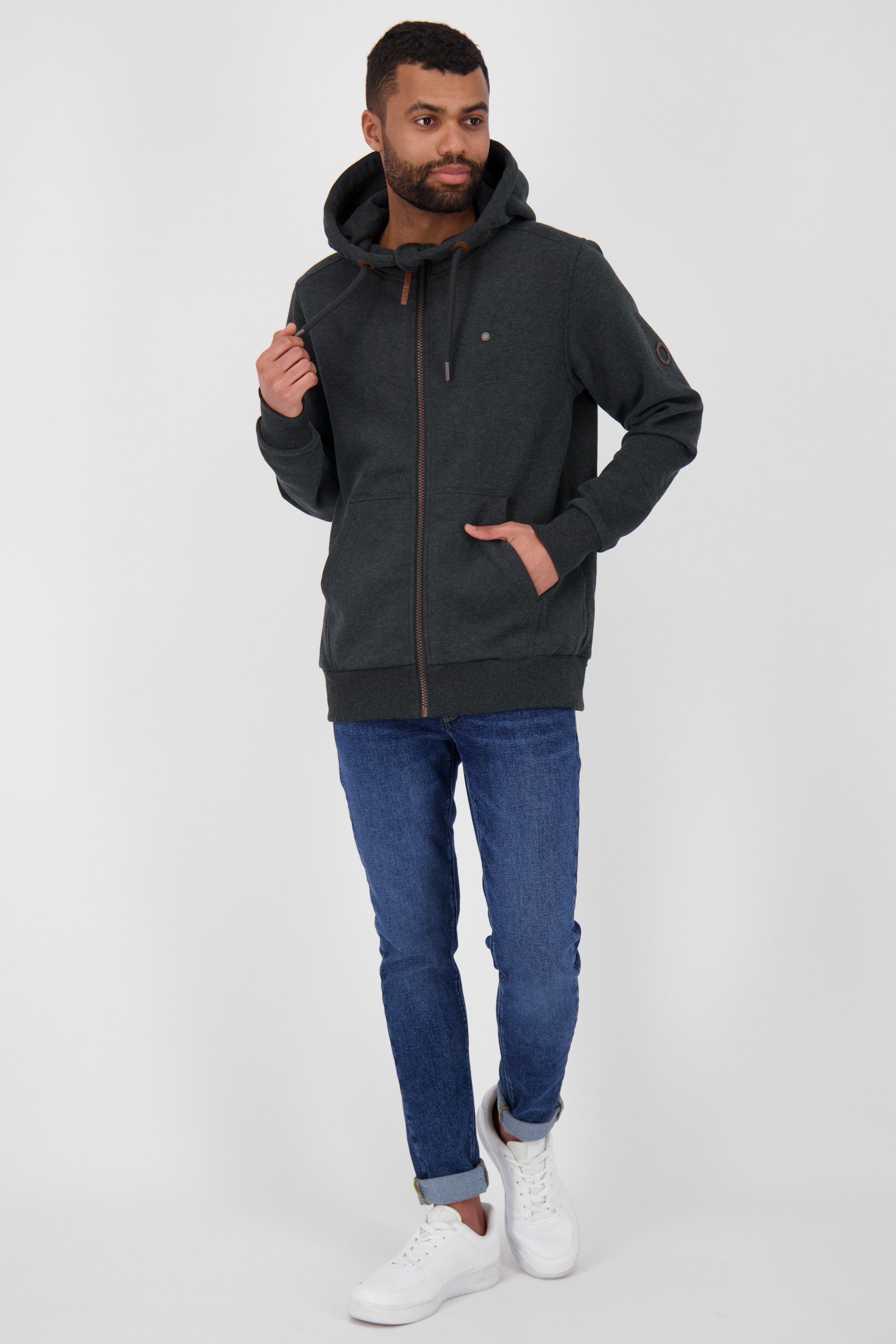 Alife & Kickin Kapuzensweatjacke melange Kapuzensweatjacke, moonless Sweatjacke TrasherAK Herren Sweatjacket A