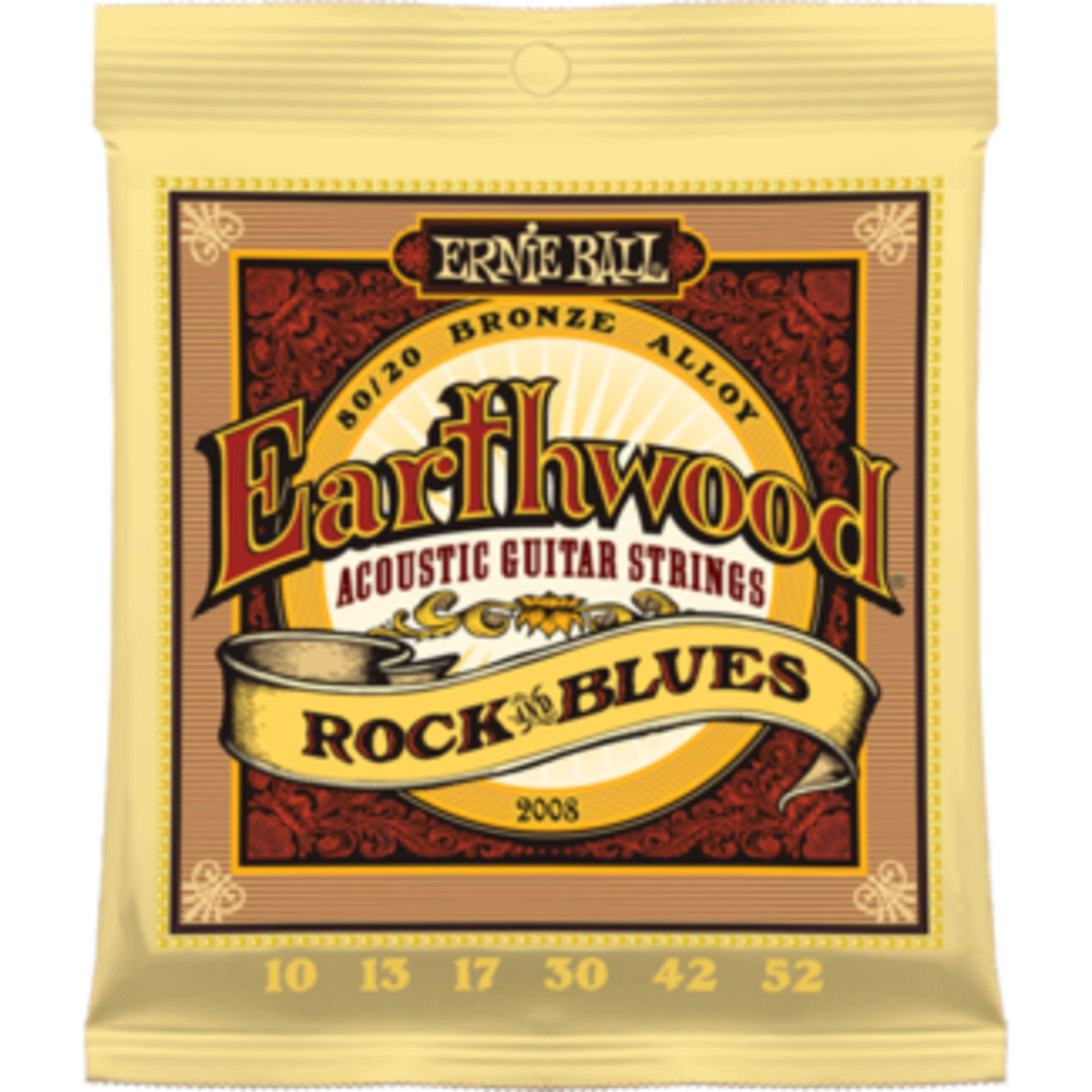 Ernie Ball Saiten, (EB2008 10-52 Earthwood 80/20 Bronze Rock Blues), EB2008 10-52 Earthwood 80/20 Bronze Rock & Blues -