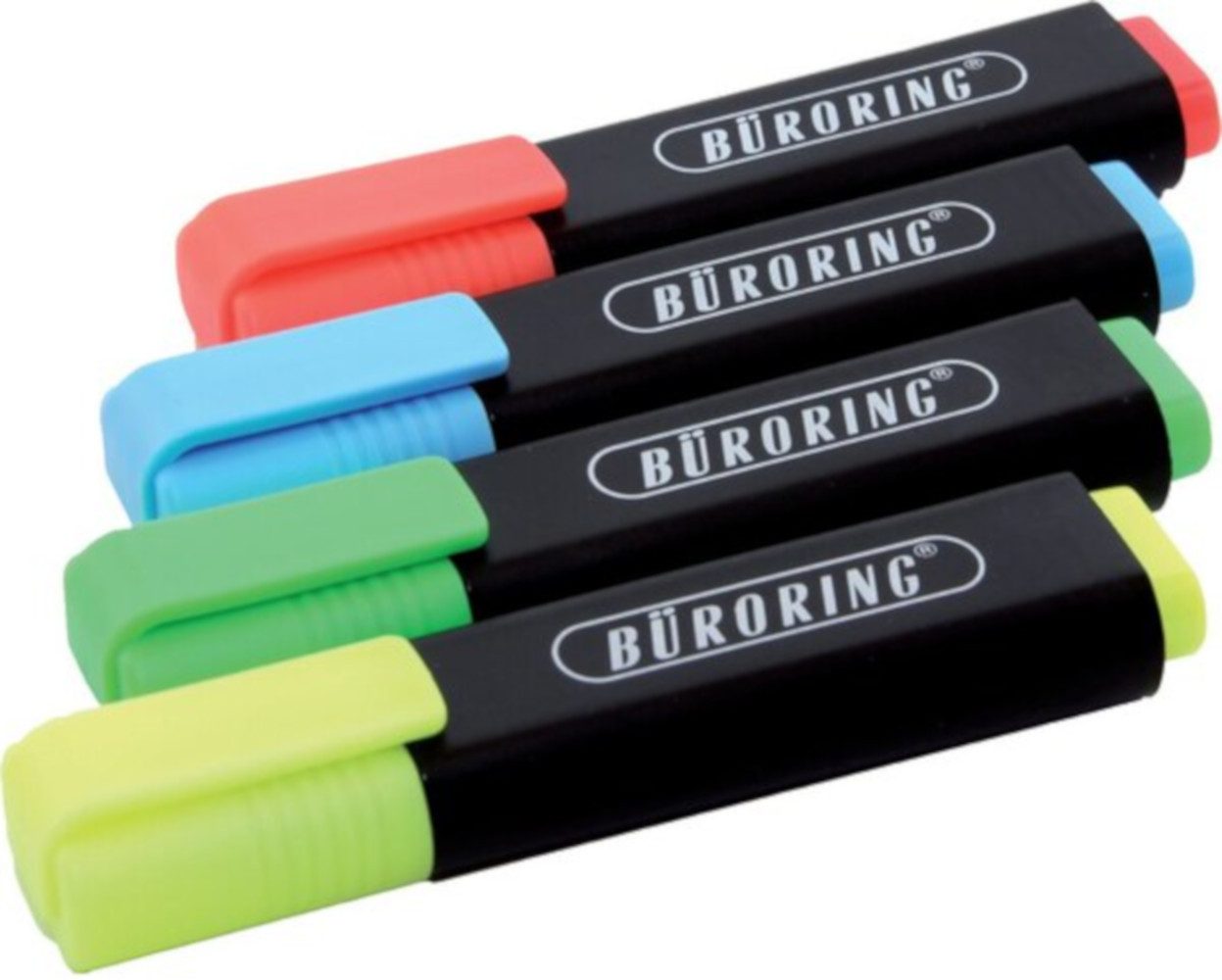 Marker BÜRORING Textmarker 4-er Etui Keilspitze 2-5mm Marker Leuchtstift