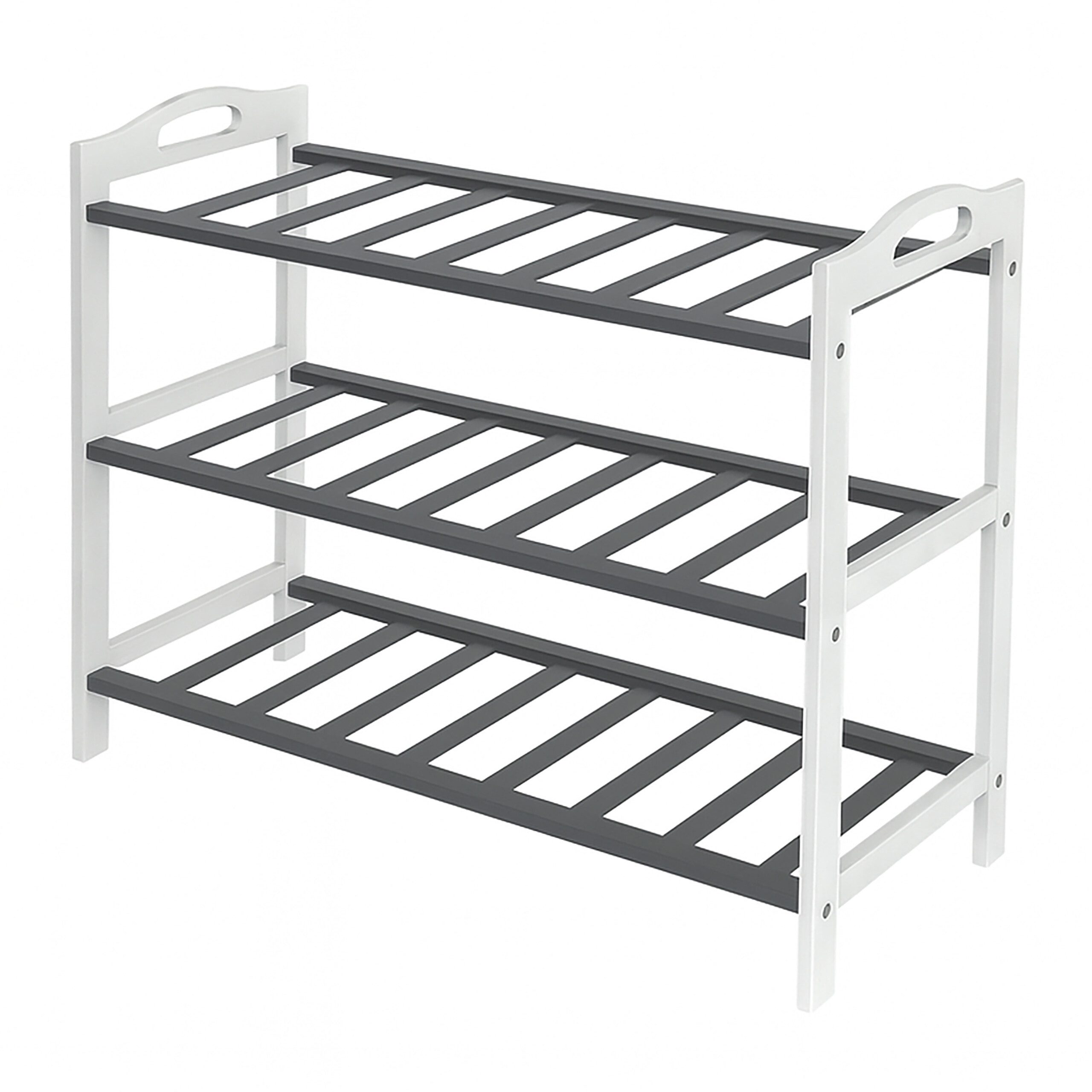 relaxdays Schuhregal aus Bambus, Weiss-grau günstig online kaufen