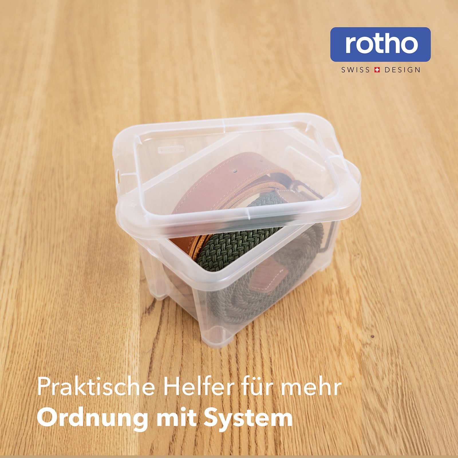 ROTHO Stapelbox 8er-Set CORE BASIC 1.2L stapelbar transparente Box mit Deckel (Sichtboxen-Set, 8er-Set), Mini Sortierbox ideal für Schrauben, Bürobedarf und Kleinteile
