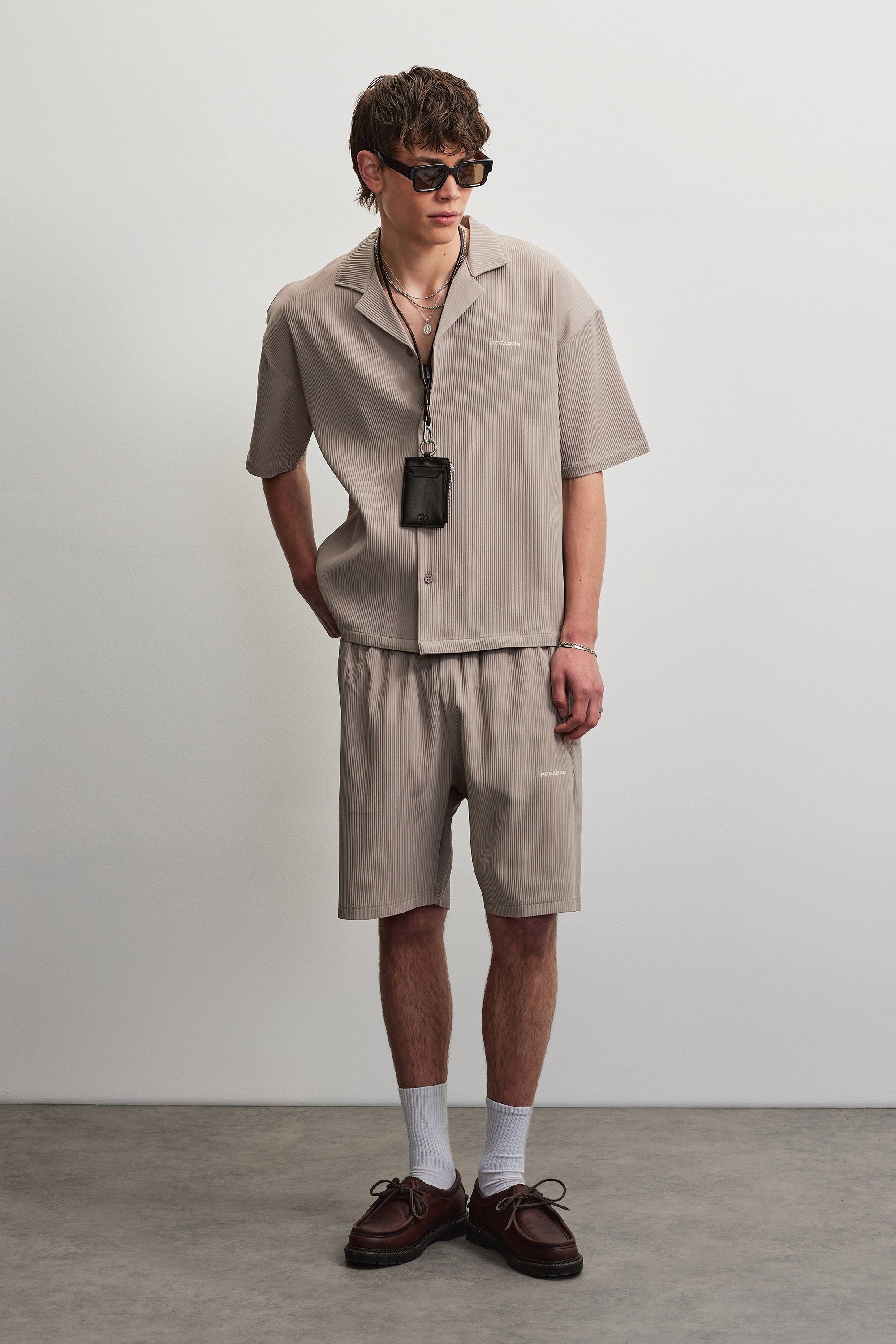 PEGADOR Kurzarmhemd TROY PLISSEE SUMMER SHIRT Baumwollmischung, regular fit – Bild 5 von 5