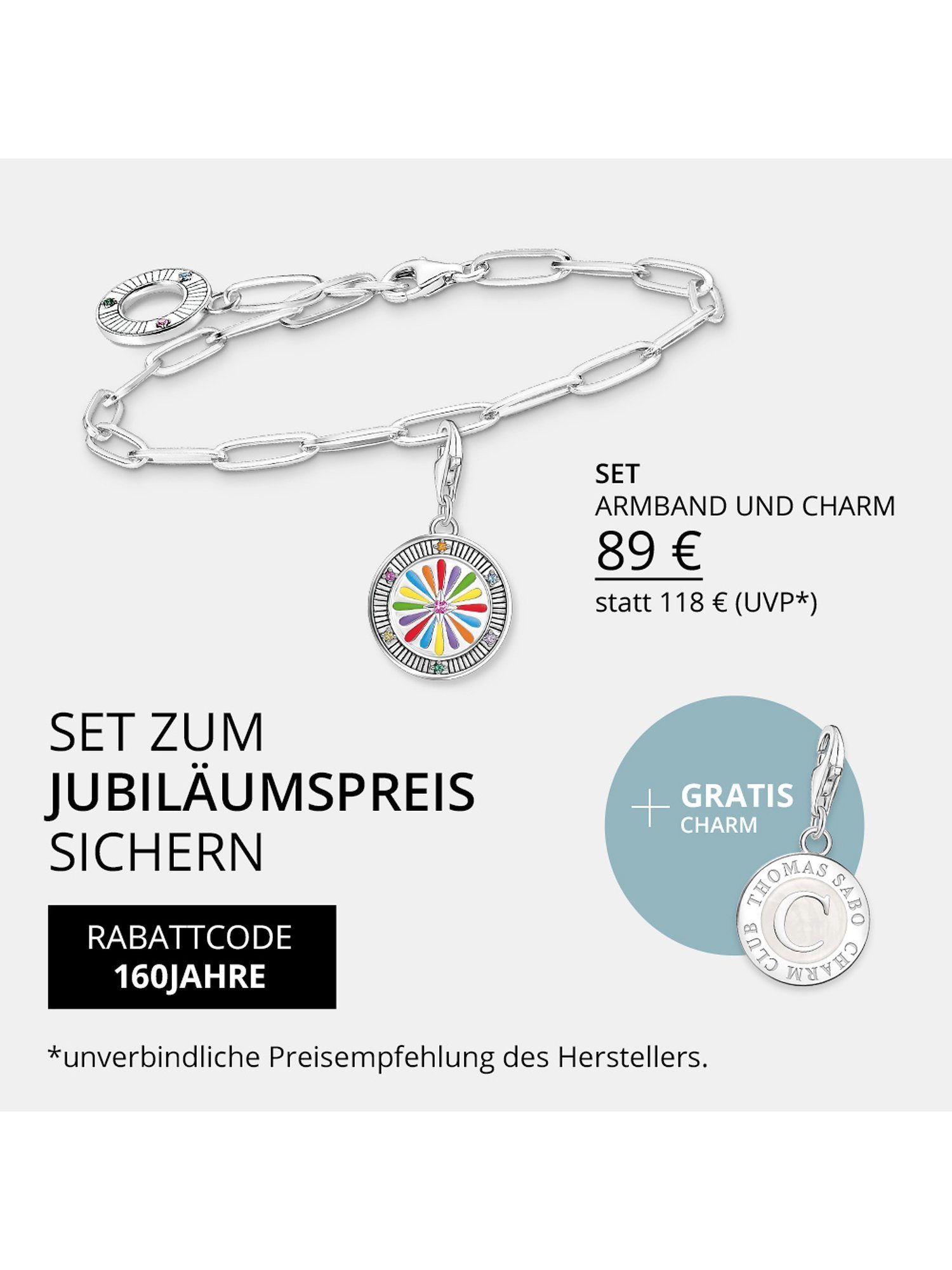 THOMAS SABO Silberarmband Thomas Sabo Unisex-Armband 925er Silber Glasstein