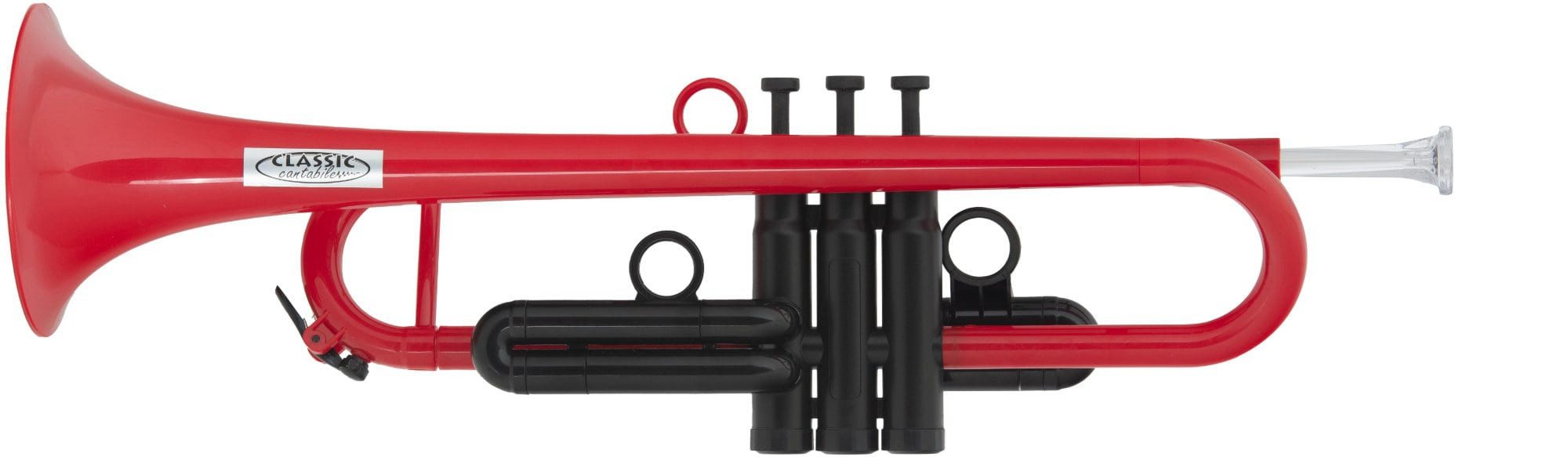 Classic Cantabile Trompete MardiBrass Kunststoff Bb-Trompete - Brass-Sound in knalligen Farben Bb Pumpventil, Set, 6-St., Mit Transporthülle, zwei Mundstücken und Ersatzventilen, sehr gute Ansprache und Intonation