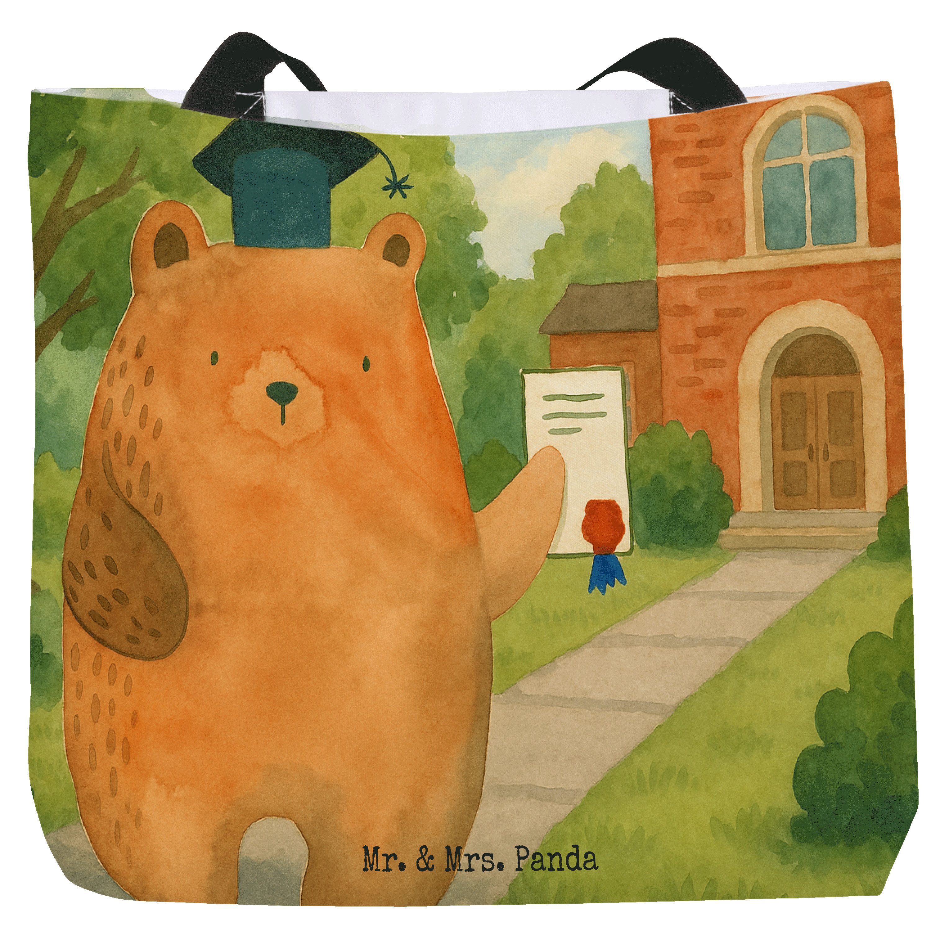 Shopper Bär Prüfung Design, Tote Bag, Weiß, Zeugnis, Reisetasche, Schultasche
