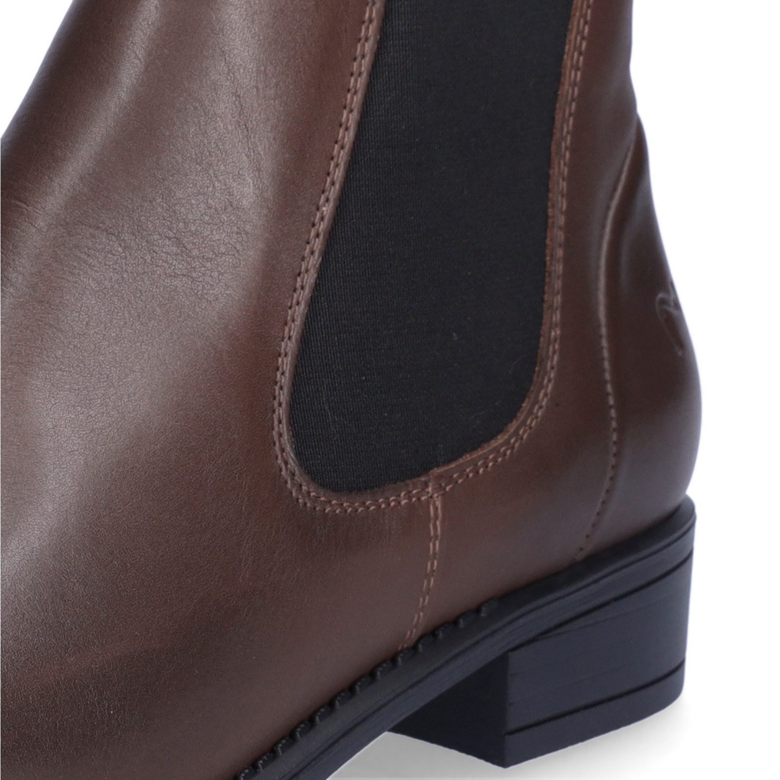 MIDS MILOU Damen Chelseaboots Glattleder in Braun mit Textilfutter, Chelsea-Gummizug & Blockabsatz – Bild 5 von 5