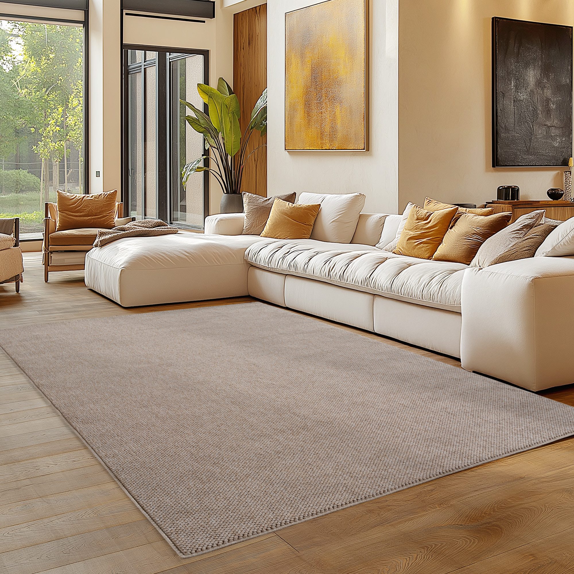 Carpettex Designteppich Einfarbig Boucle Loop, Rechteckig, Höhe: 7 mm, Teppich Wohnzimmer, Schlafzimmer, Gästezimmer