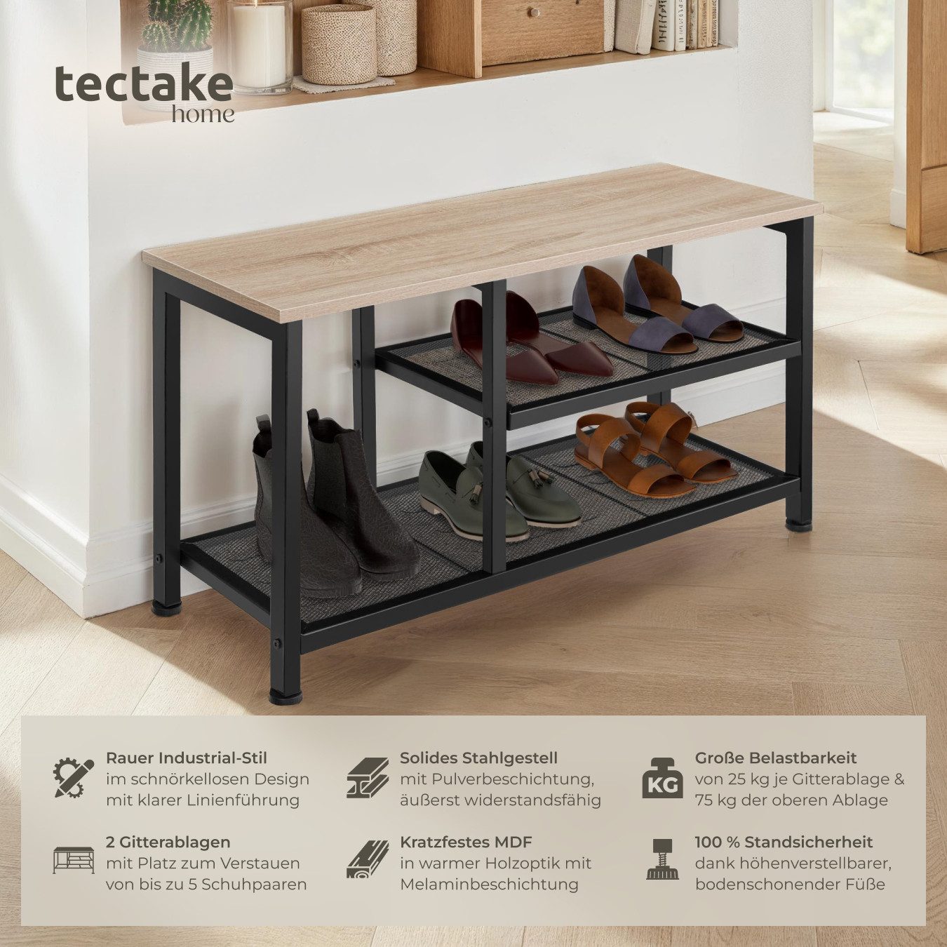 tectake Schuhregal Taunton, Set 1-tlg., Industrial günstig online kaufen