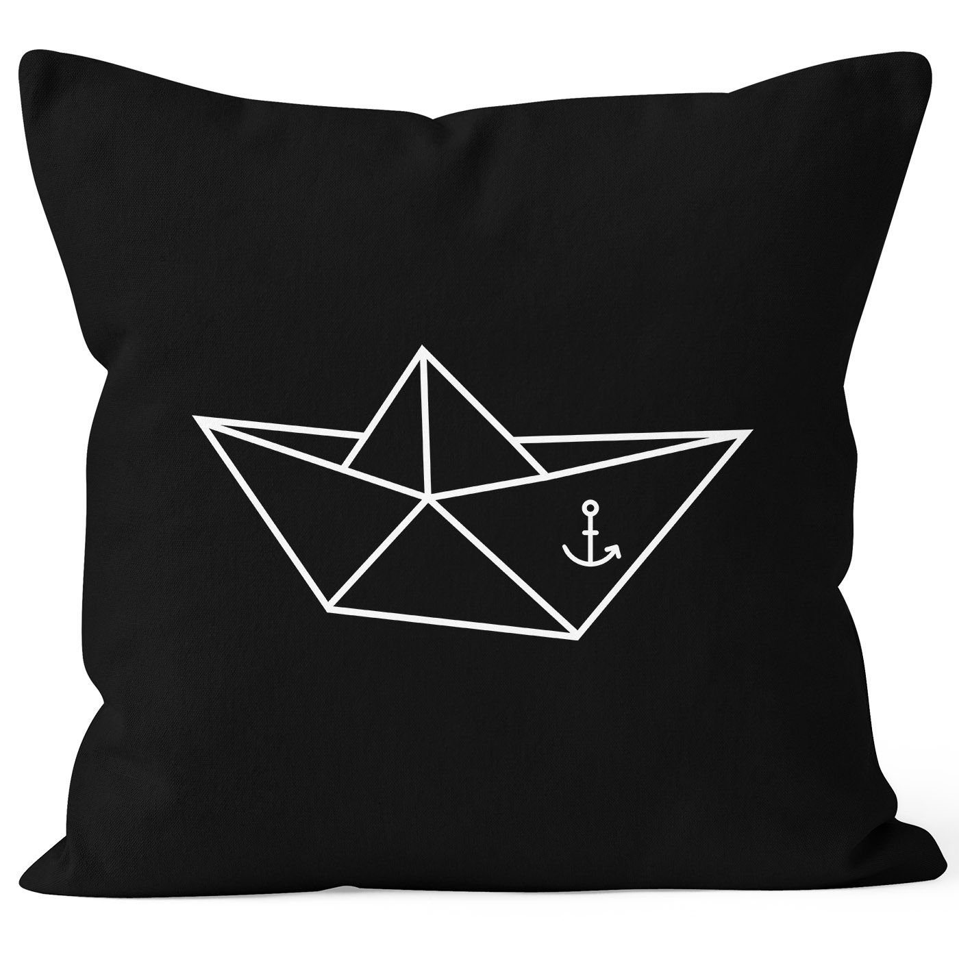 MoonWorks Dekokissen Kissenbezug Origami Schiffchen Schiff Anker Seemann 40x40 Baumwolle