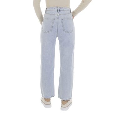 Ital-Design Straight-Jeans Damen Freizeit (86537226) Used-Look High Waist Jeans in Hellblau