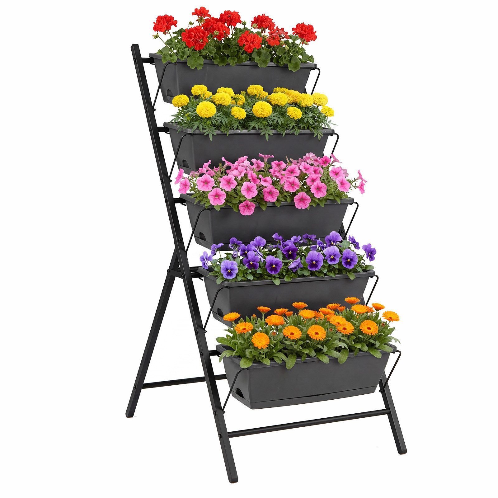 KOMFOTTEU Hochbeet, Gemüsebeet Blumenbeet mit 5 Pflanzkästen