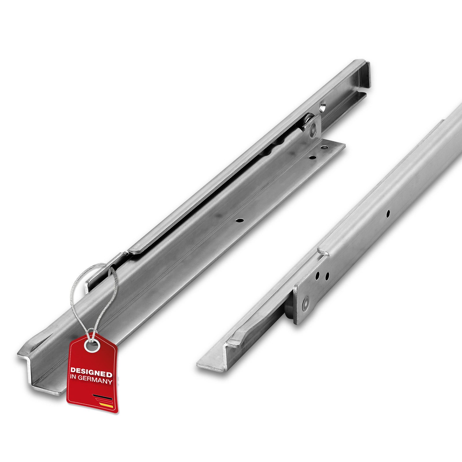 SO-TECH® Auszug Schubkastenauszug Schwerlast Rollenführung Teilauszug Stahl (1 St), Nennlänge 500 mm, Tragkraft 100 kg, aufliegende Montage