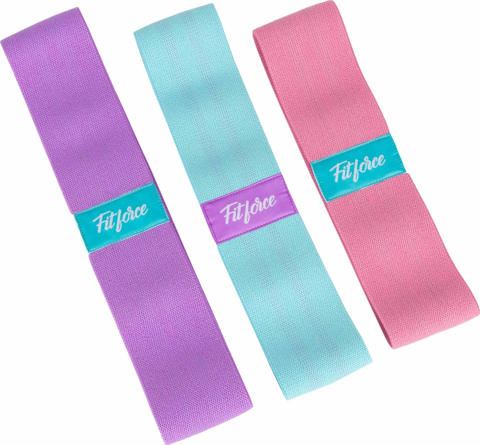 Gymnastikbänder Fitforce BOOTY BAND Set 3 Fitnessbänder aus Stoff