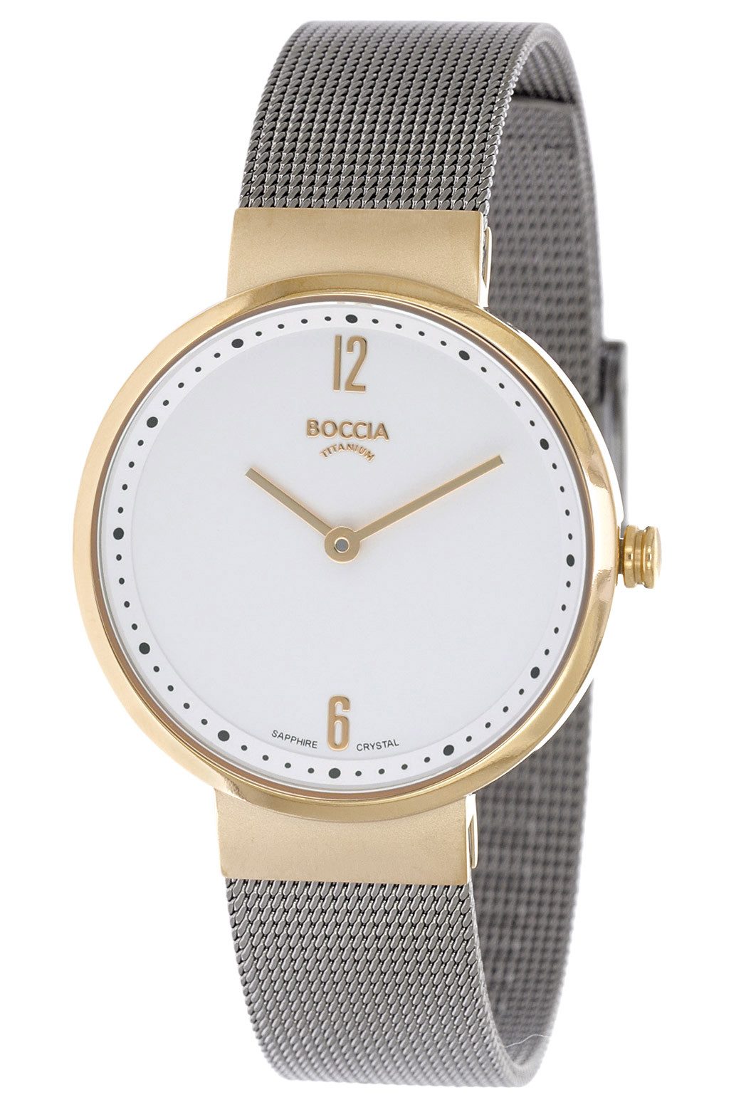 Boccia Quarzuhr Titan Grau/Goldfarben