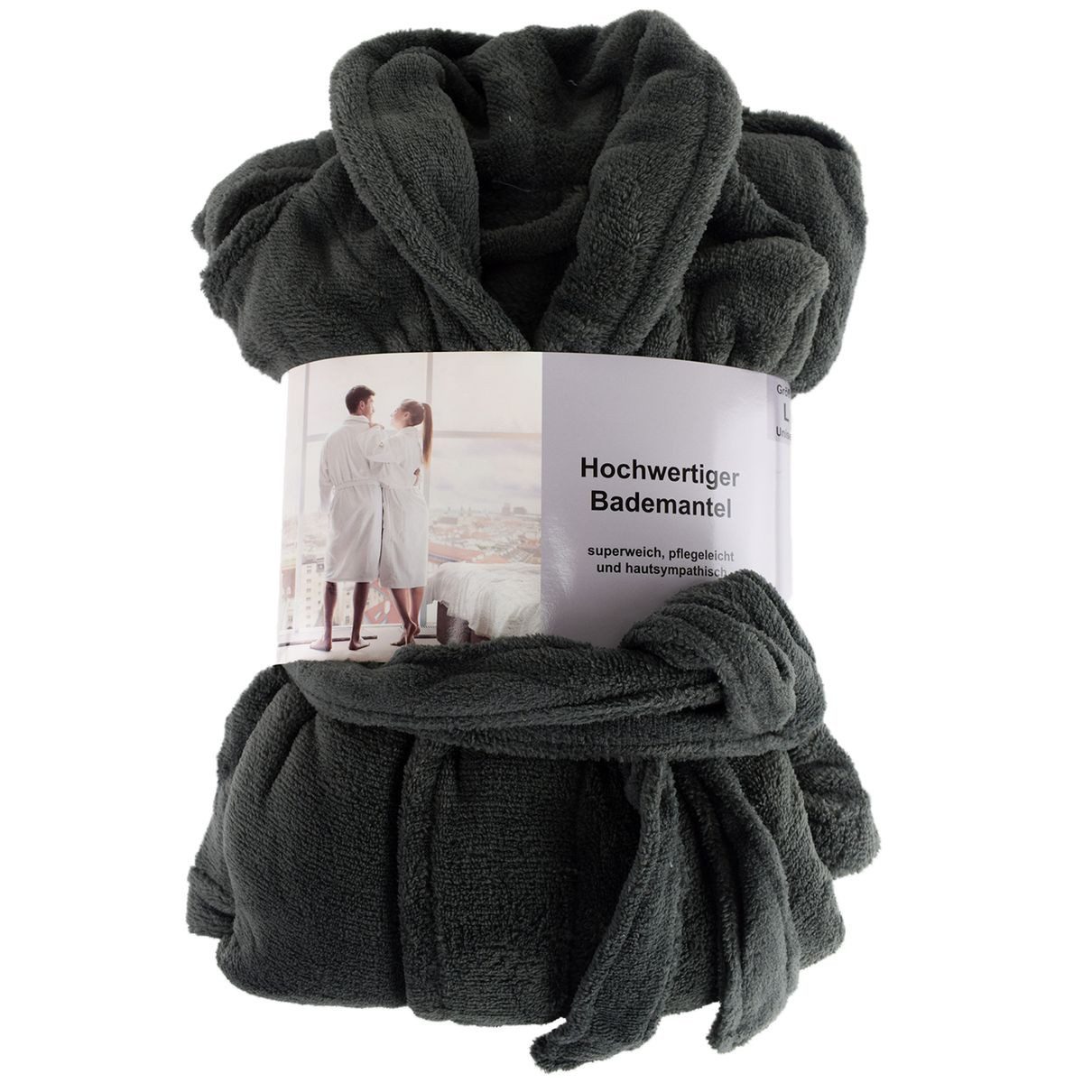Bademantel Hochwertiger Bademantel mit weicher Struktur in Anthrazit S - XL