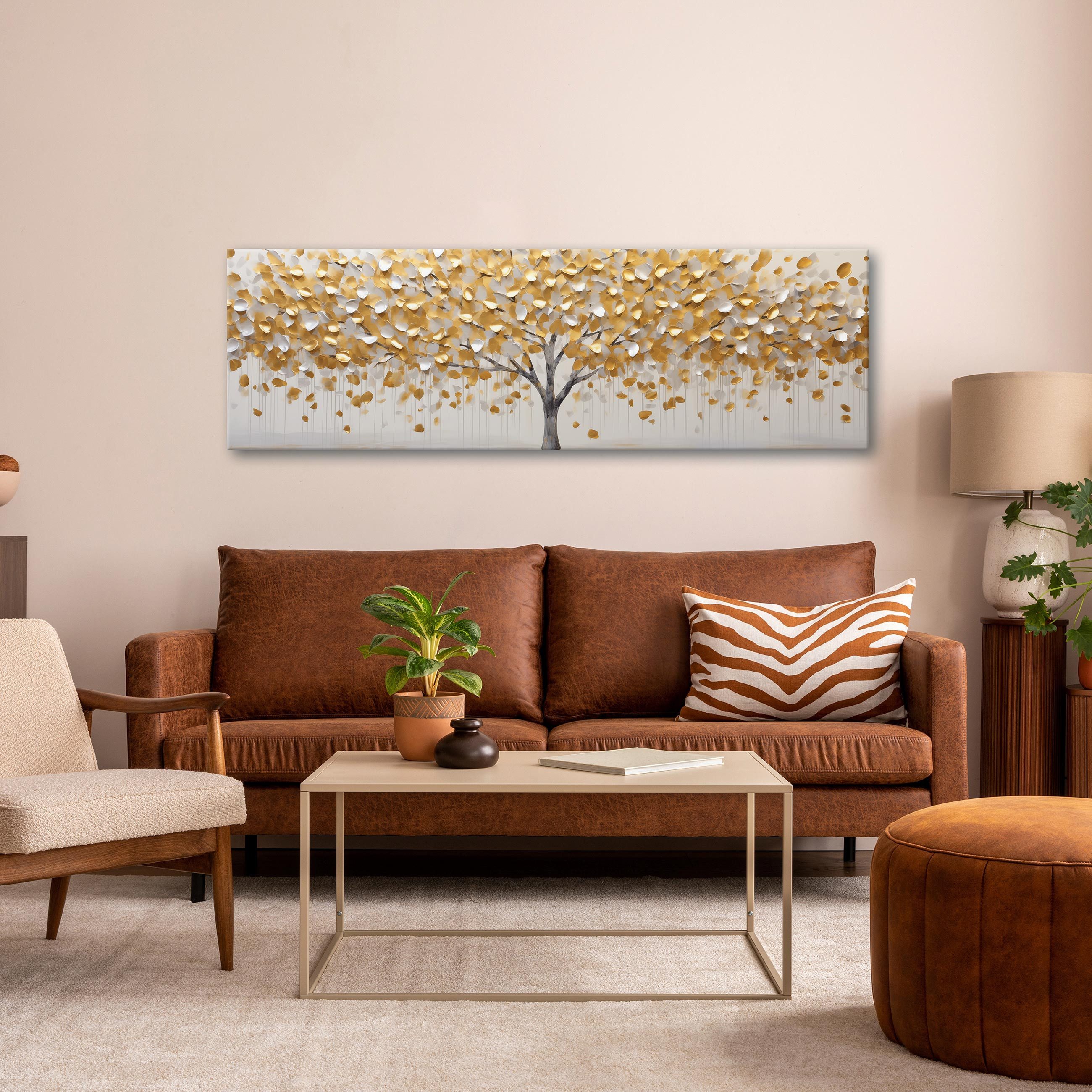 Wallarena Leinwandbild Baum Beige Abstrakt Modern XXL Leinwandbilder Bilder günstig online kaufen