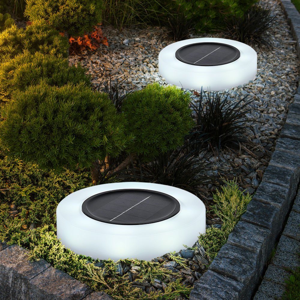 10,5 Garten schwarz Solarlampe LED-Leuchtmittel Solarleuchte, wetterfest Steckleuchte etc-shop LED 2x LED cm D Warmweiß, verbaut, fest