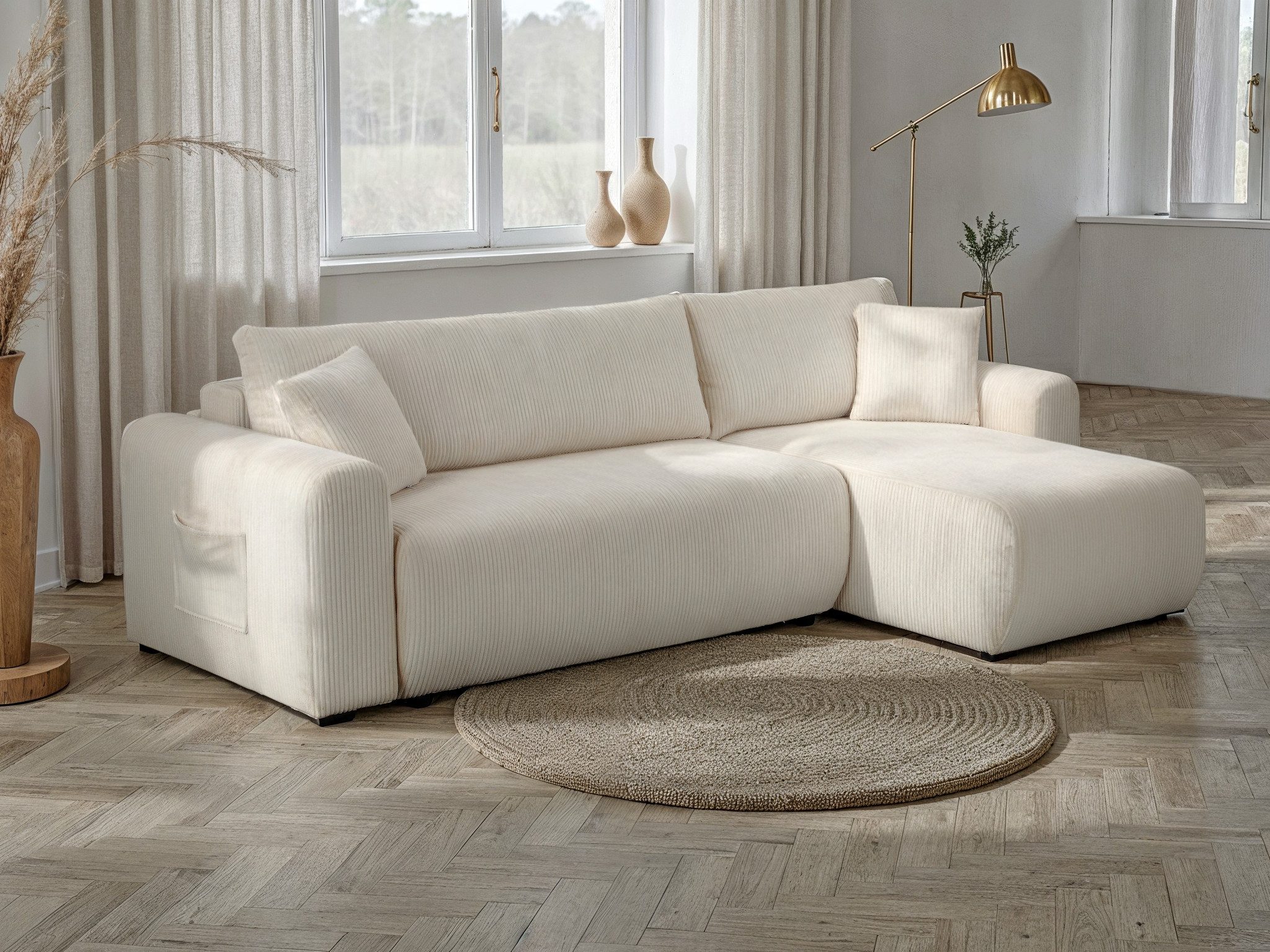 OTTO home Ecksofa JONAA L-Form, 241cm - OTTO. Verlässliche Qualität., Schlaffunktion(133/200), Bettkasten, Cord, Struktur, Unser Tiefpreis