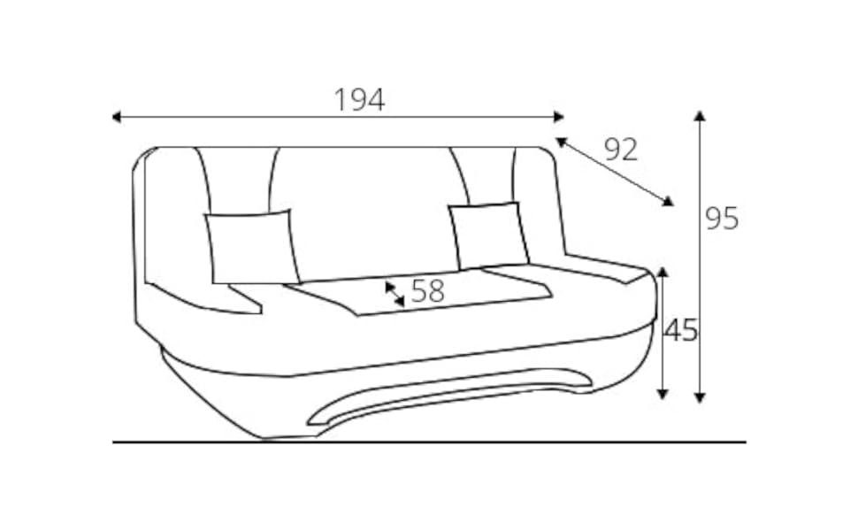 Wohnzimmer Alova und Feba, Klappsofa 04 Couch Polstersofa Sofagarnitur Grau Kippsofa mit Schwarz (Alova + + Click-Clack, 10) für Schlafsofa Schlaffunktion MOEBLO Bettkasten