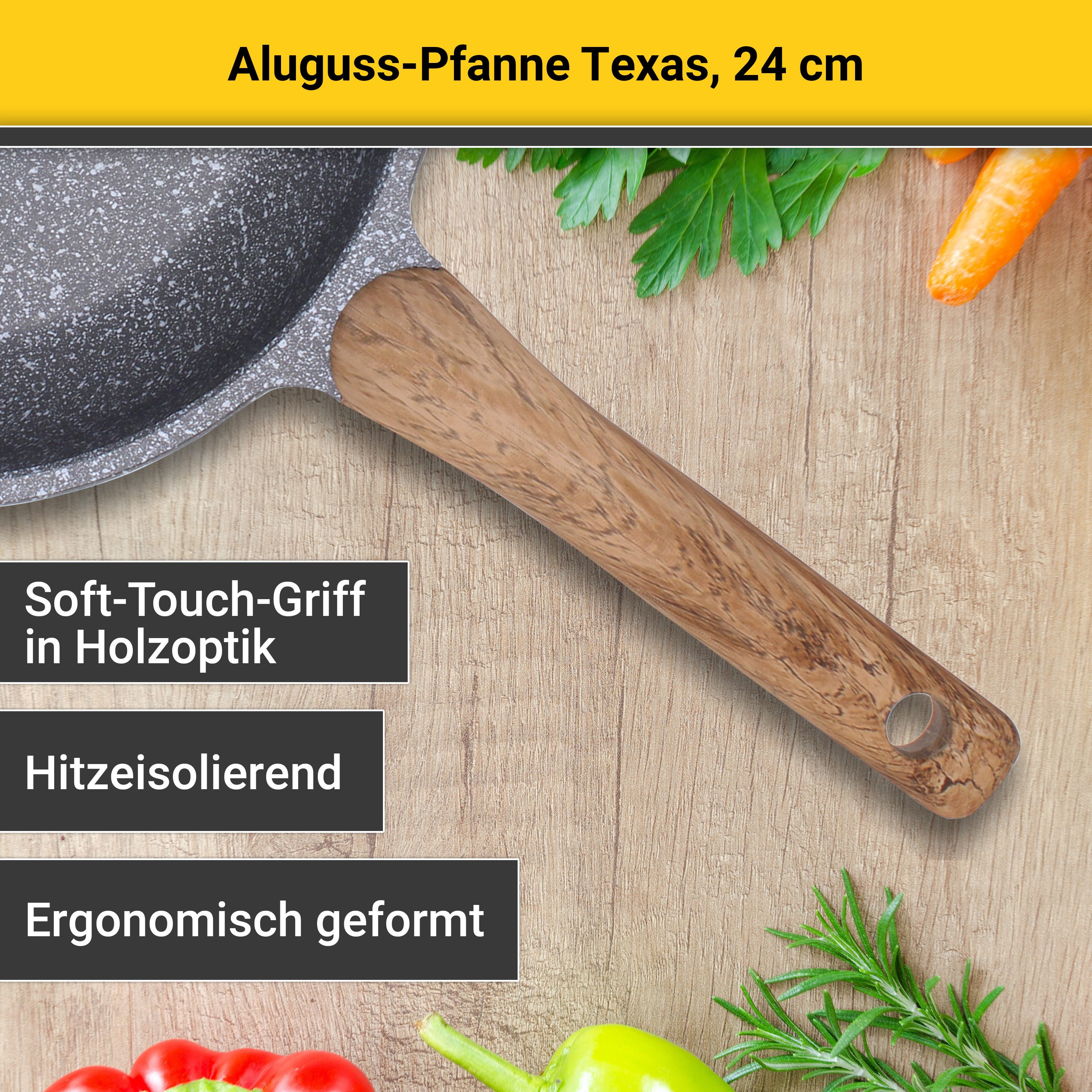 Krüger Bratpfanne Aluguss Pfanne flach Texas, Aluminiumguss (1-tlg), für Induktions-Kochfelder geeignet – Bild 4 von 5
