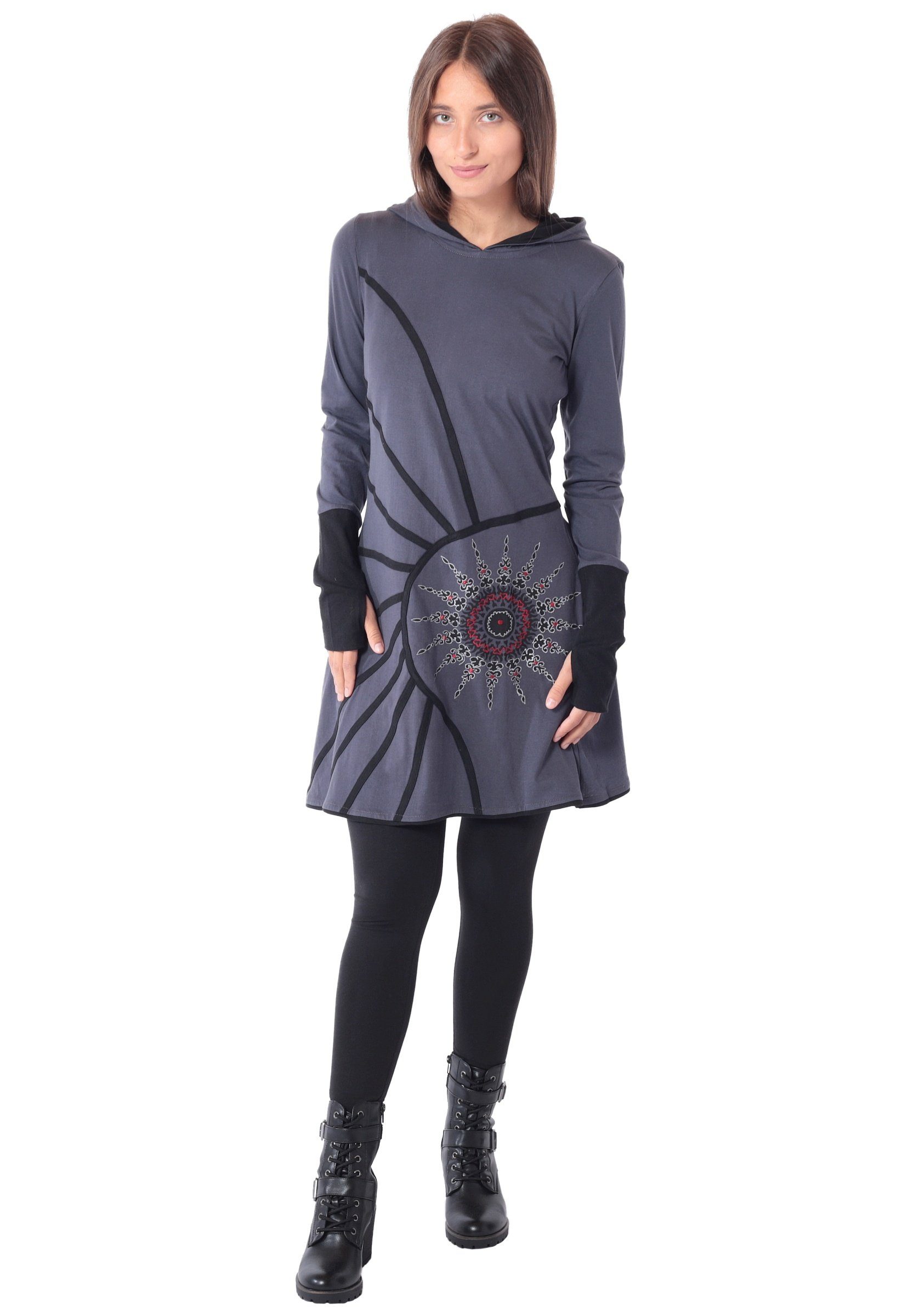 PUREWONDER Sweatkleid Alternatives Kapuzenkleid aus Baumwolle, Goa Kleid Nr günstig online kaufen