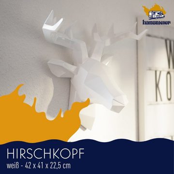Hansmeier Wanddekoobjekt Hirsch Wandskulptur - Hirschkopf 3D Deko Schädel - Robustes Material