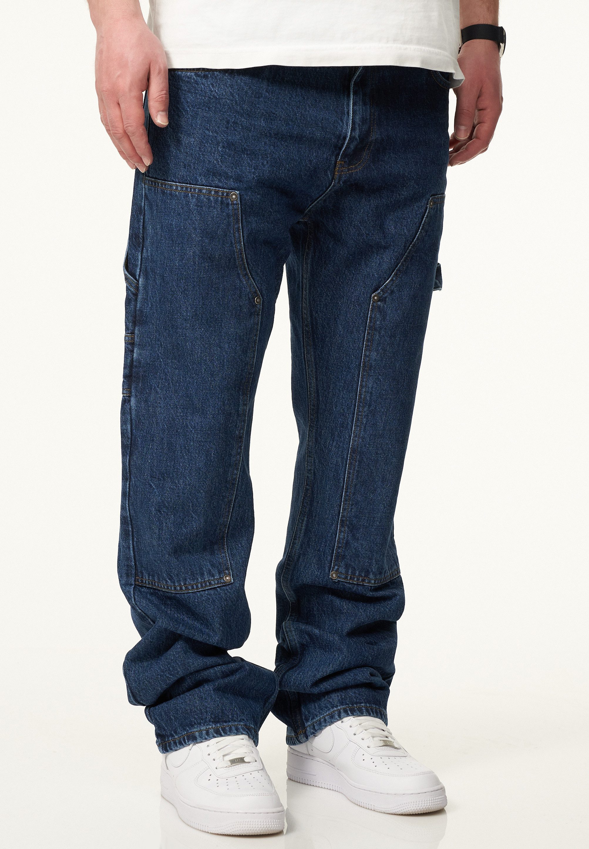 DAILY COTTON Straight-Jeans DCPONTON Herren Lange Carpenter Hose Jeans Straight-Fit Loose-Fit
