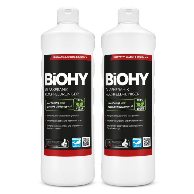 BiOHY Glaskeramik Kochfeldreiniger 2er Pack (2 x 1 Liter Flasche) Glasreiniger (2-St)