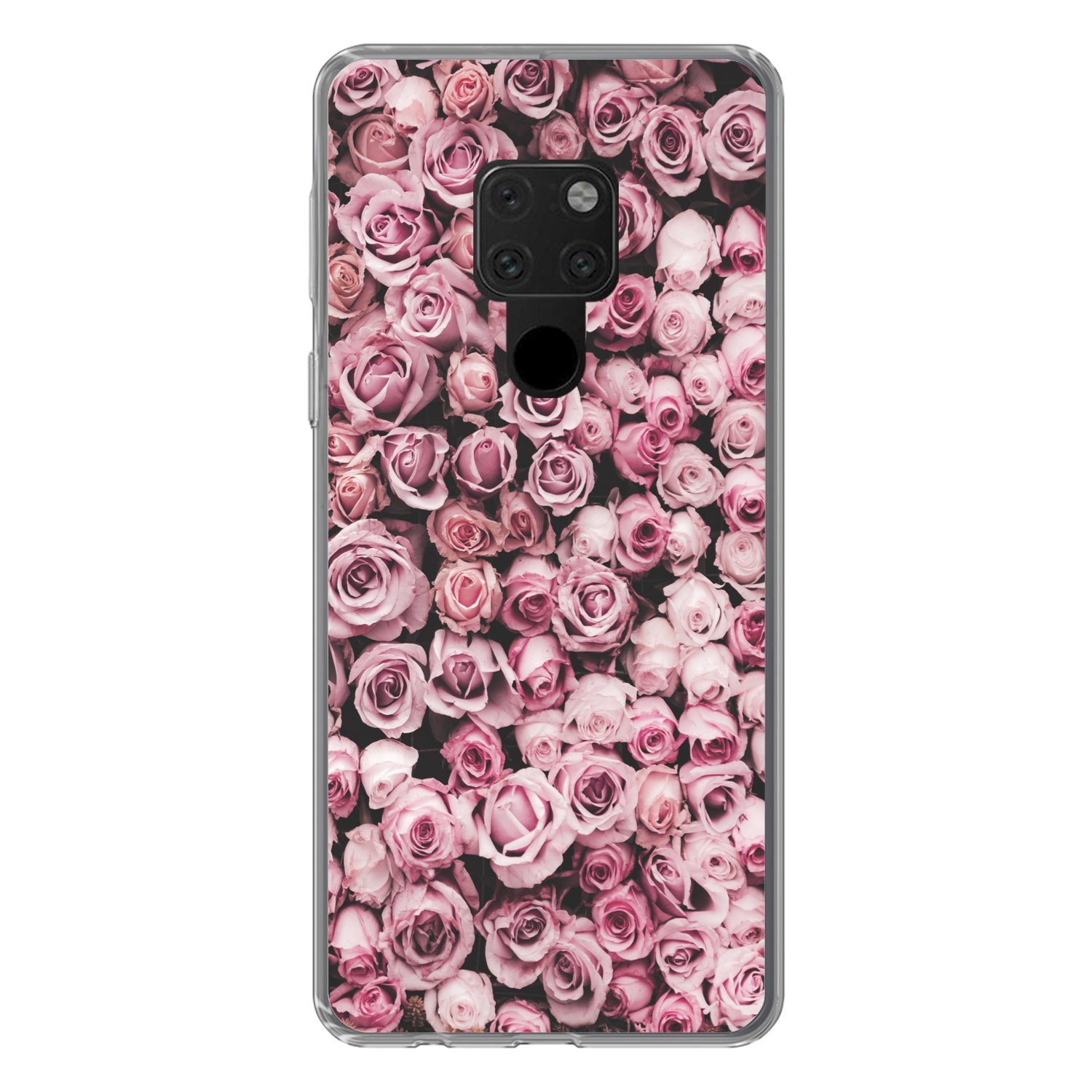MuchoWow Handyhülle für Huawei P40 Lite Blumen - Rosen - Natur - Rosa - Botanisch, Handy Case, Silikon, Bumper Case Dünn