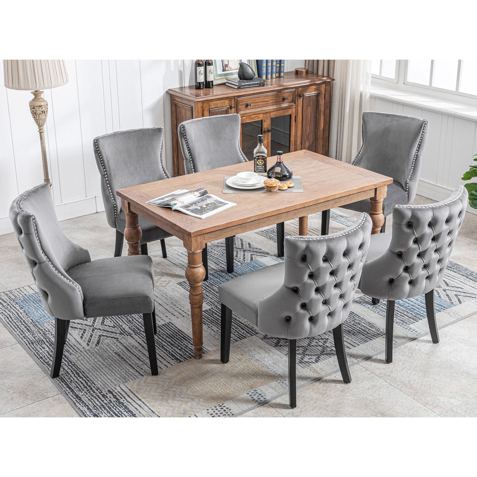 OKWISH Polsterstuhl Esszimmerstuhl Wohnzimmerstuhl Küchenstühle Samt günstig online kaufen