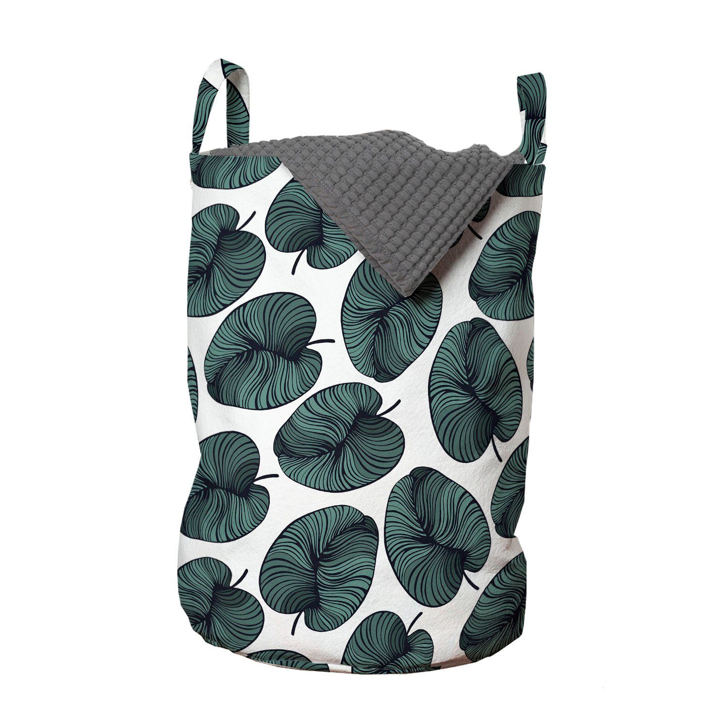Wäschekorb Blätter mit Foliage Kordelzugverschluss Waschsalons, Griffen Abakuhaus Kunst Tropical Wäschesäckchen Moderne für