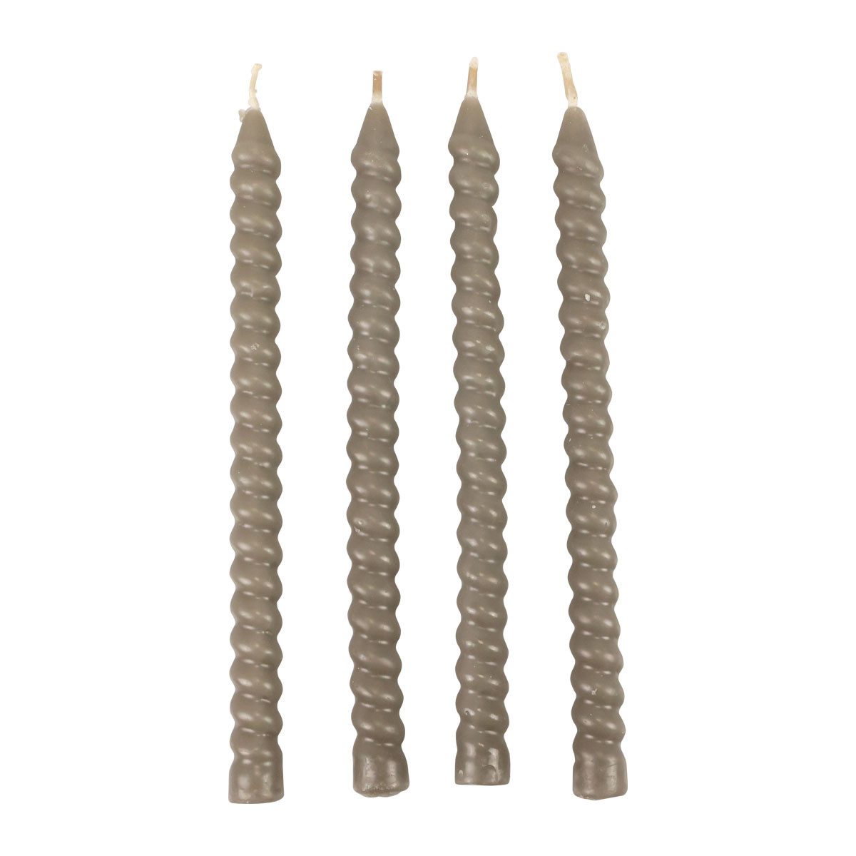 Spitzkerze Gedrehte Spiralkerzen Graugrün Stabkerzen Ø1,4cm H18cm 4er-Set