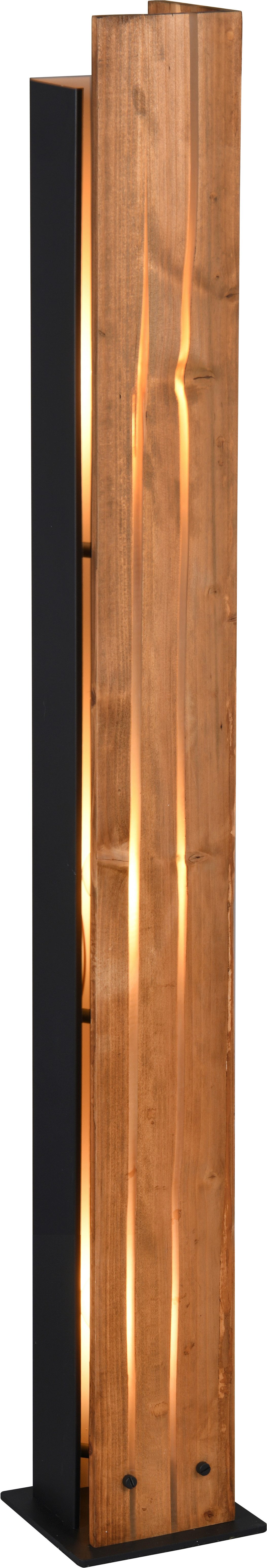 TRIO Leuchten Stehlampe KARUNI, Stehleuchte aus Metall + Holz naturbelassen, indirektes Licht, Ein-/Ausschalter, Leuchtmittel wechselbar, warmweiß - kaltweiß, exkl 3x E27 max 10W, Höhe 121 cm Holz Stehleuchte Wohnzimmer