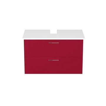 GARLIVO Waschbeckenunterschrank GLA-80 mit Schubladen, Badezimmer Waschtischunterschrank, Rot Breite 84 cm, Soft-Close, Push-to-Open/ Tip-On, Hängend